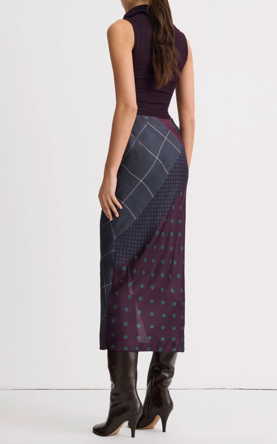 Front Ruffle Skirt - Slate Patchwork