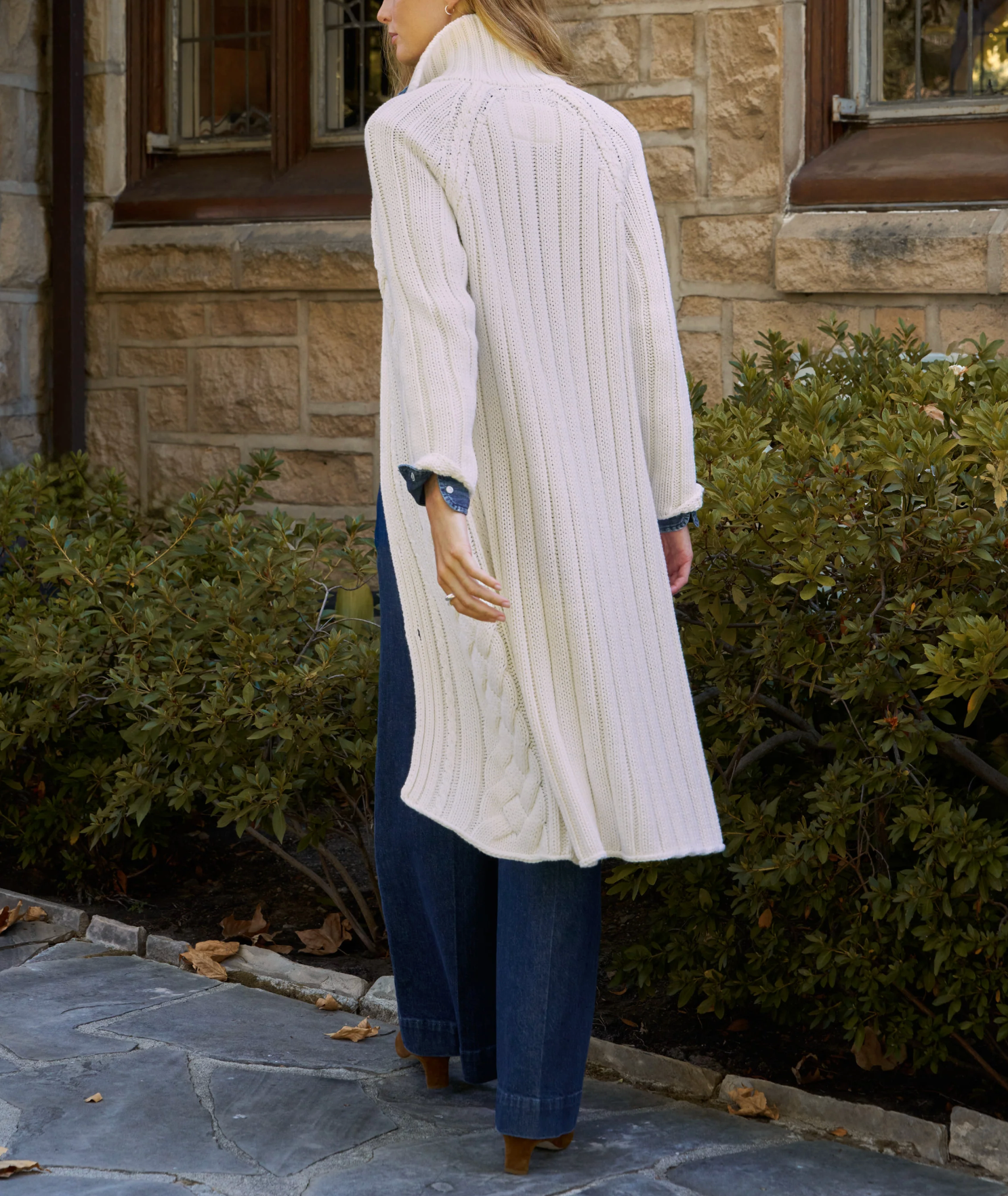 Cotswolds Cable Knit Coat - Ivory