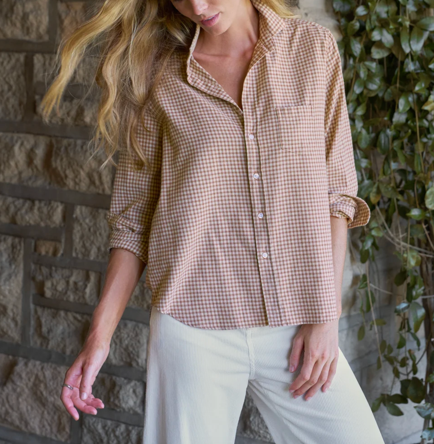 Silvio - Sand Brown Cream Small Plaid