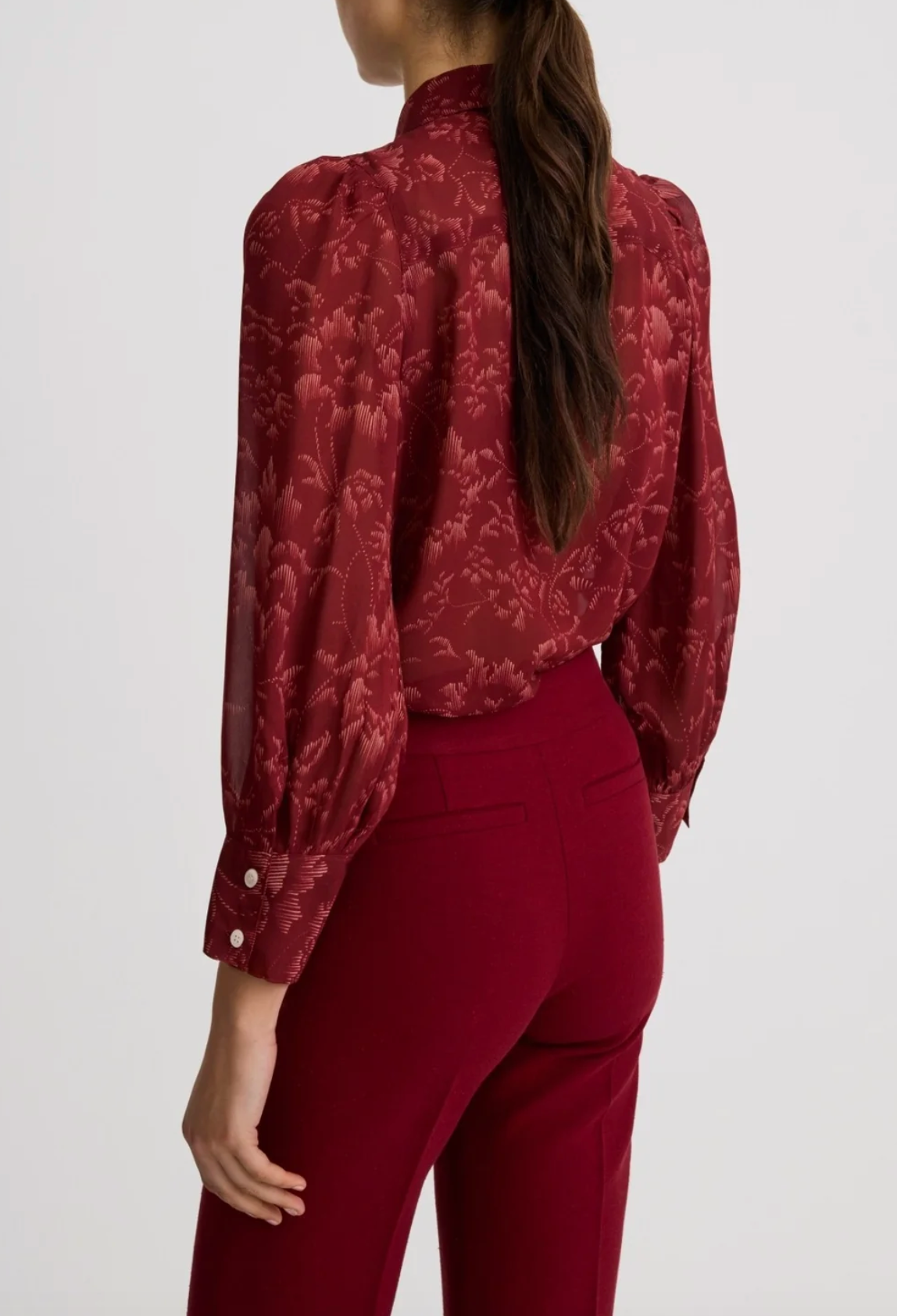 Peter Pan Collar Blouse - Garnet Floral