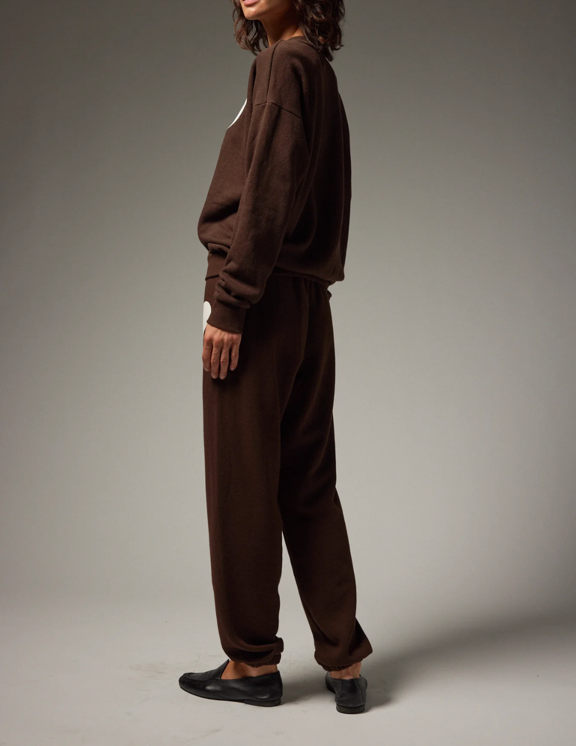 Heart Sweatpants - Americano/White
