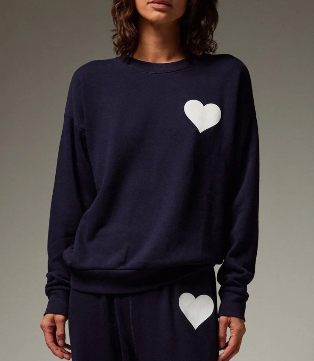 Heart Sweatshirt - Navy/White