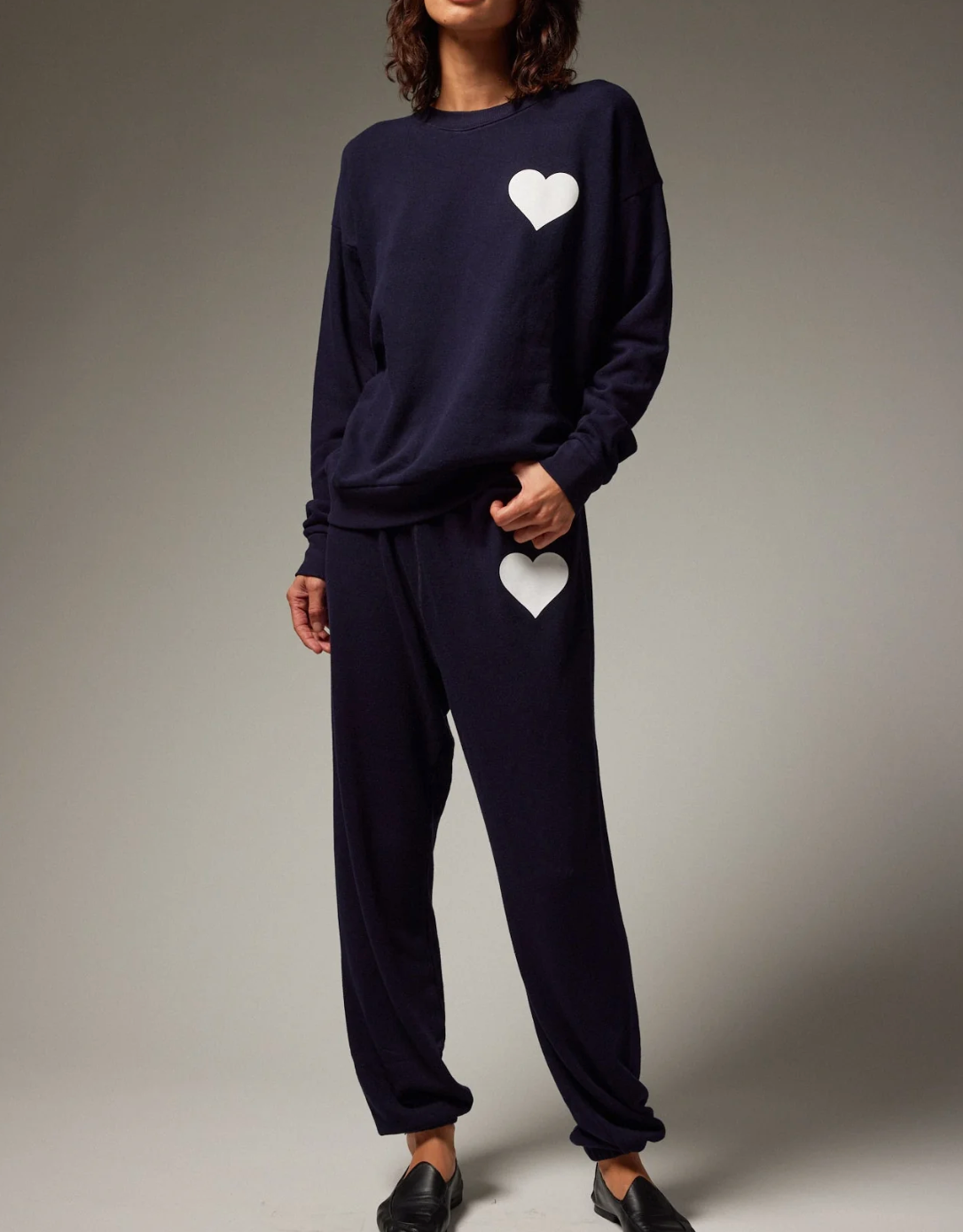 Heart Sweatpants - Navy/White