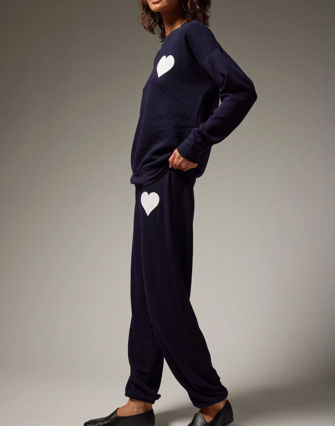 Heart Sweatpants - Navy/White