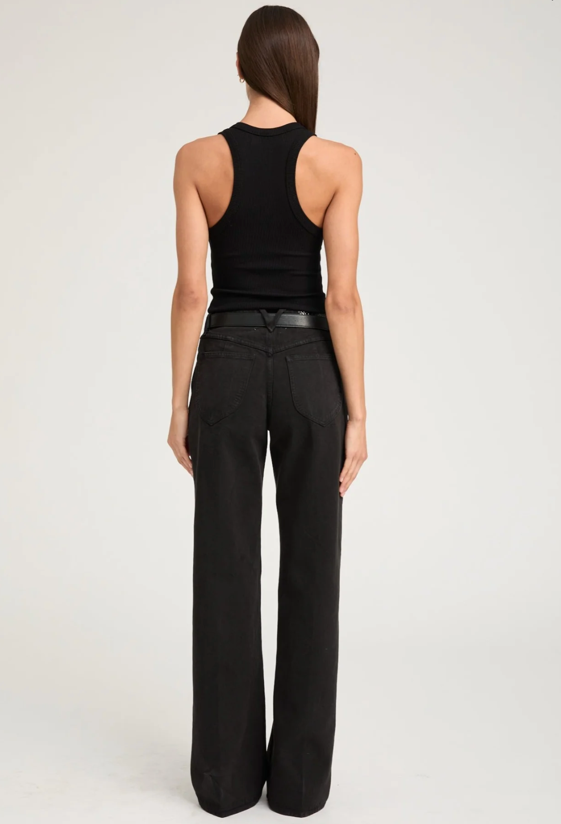 Rib Fitted Scooped Tank - Black