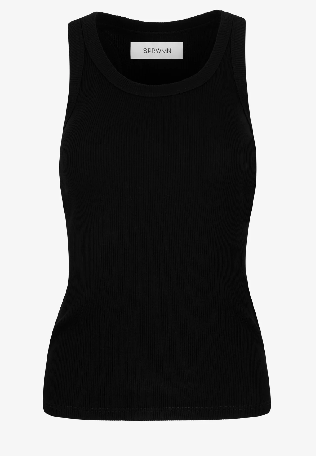 Rib Fitted Scooped Tank - Black