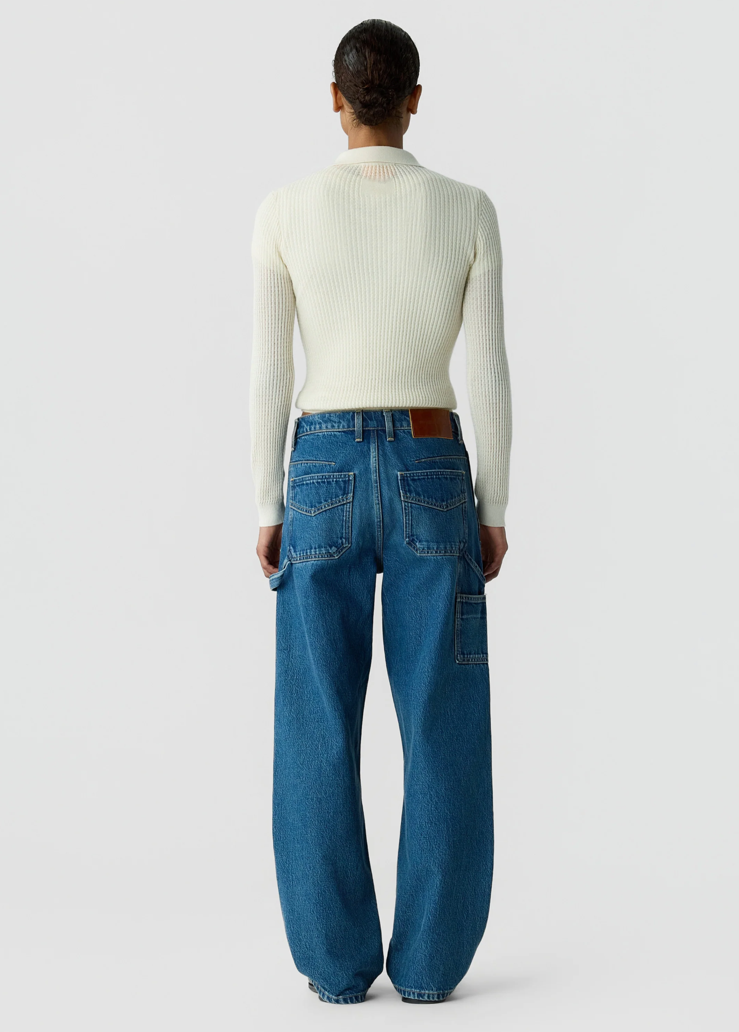 Long Sleeve Shrunken Polo - Cream