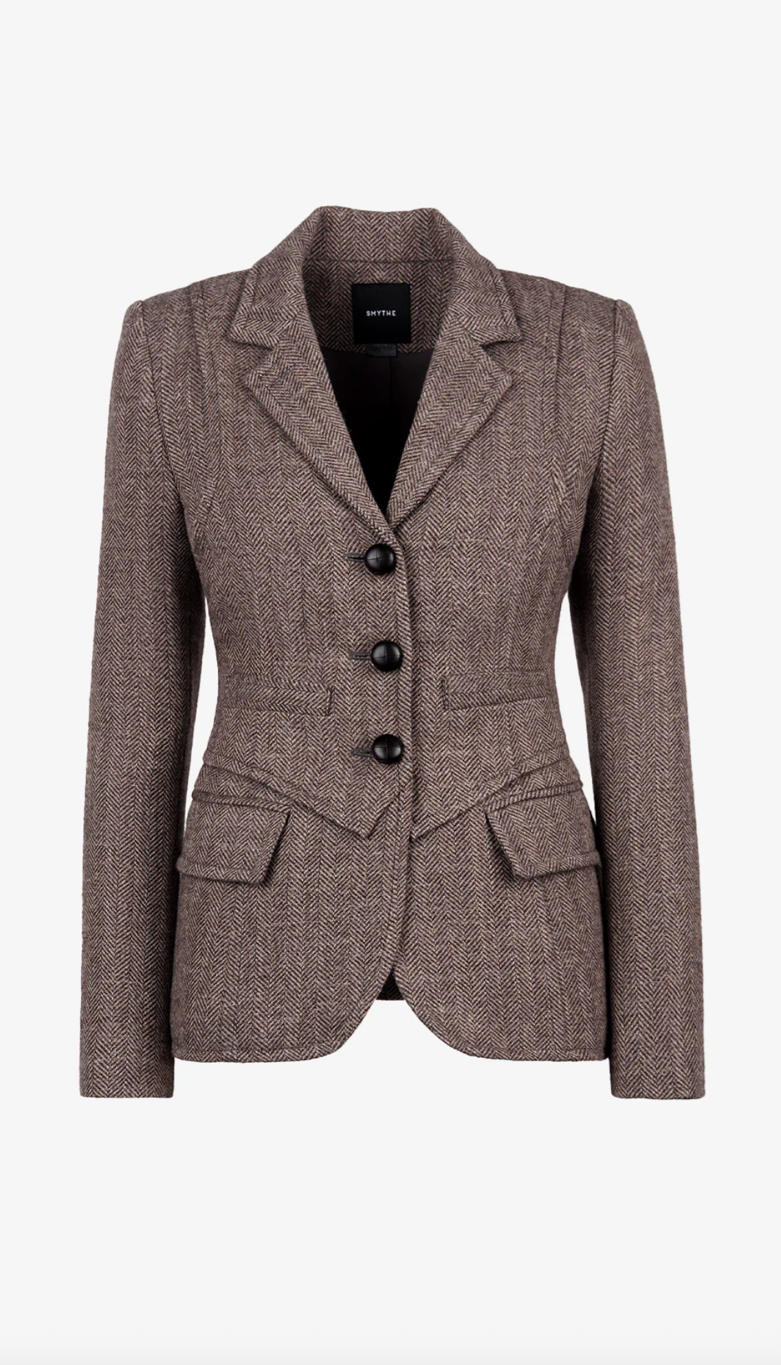 Three Button Blazer - Mushroom Herringbone