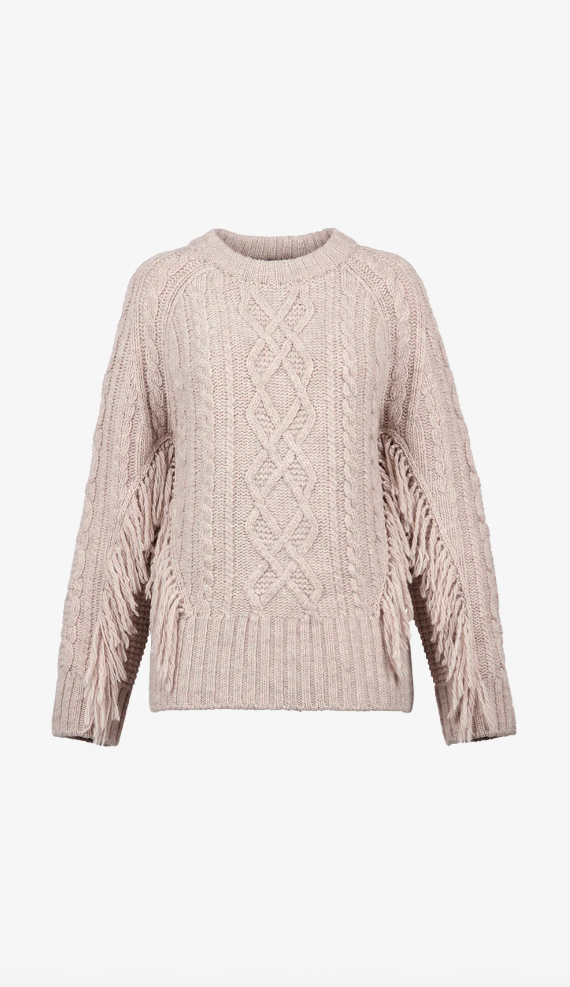 Crewneck Fringe Sweater - Oyster
