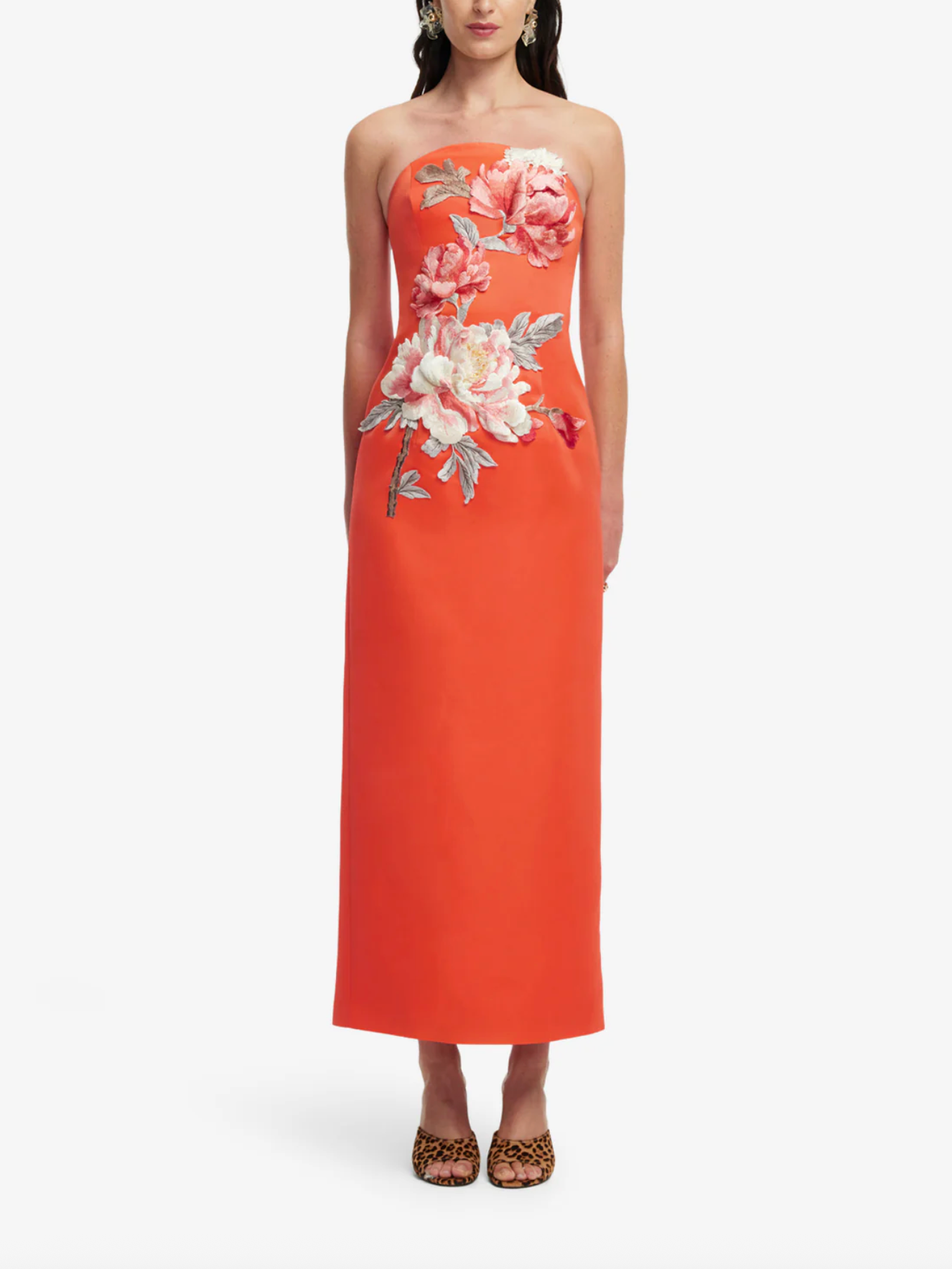 Ava Applique Floral Bustier Maxi Dress - Saffron