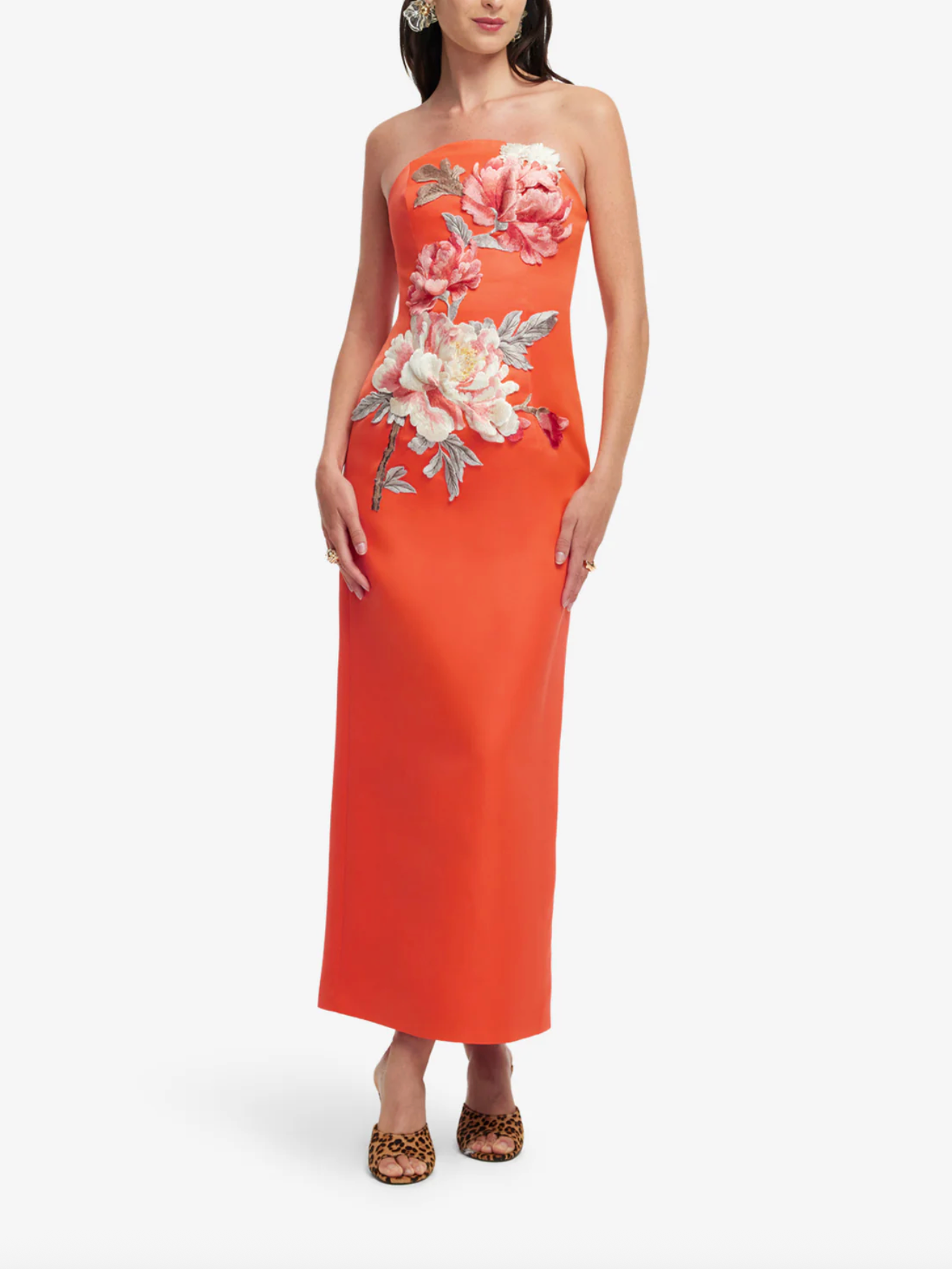 Ava Applique Floral Bustier Maxi Dress - Saffron