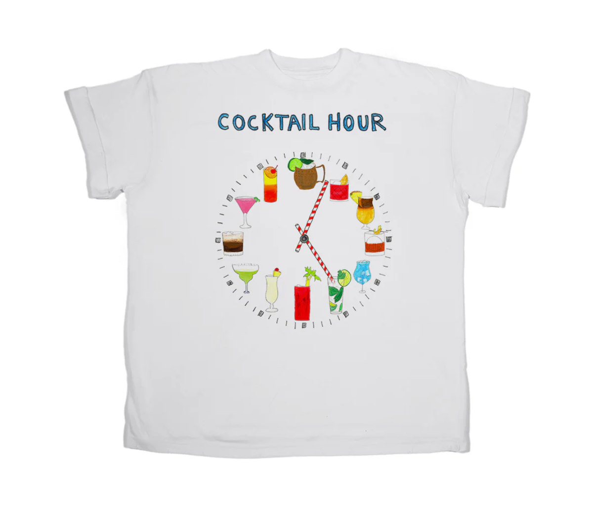 Cocktail Hour Womens Boyfriend Tee - White