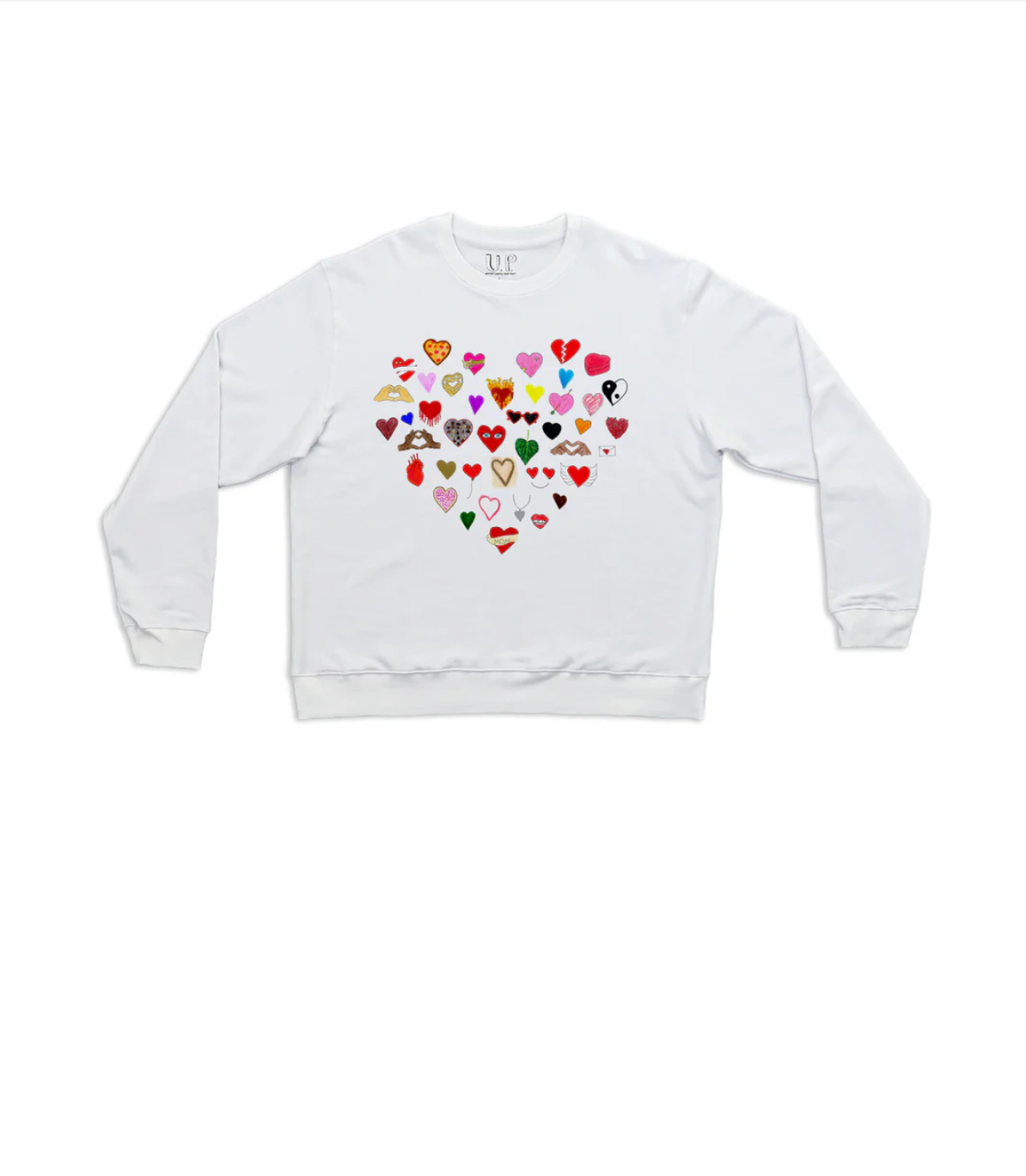 Hearts Mens Crewneck Sweatshirt - White
