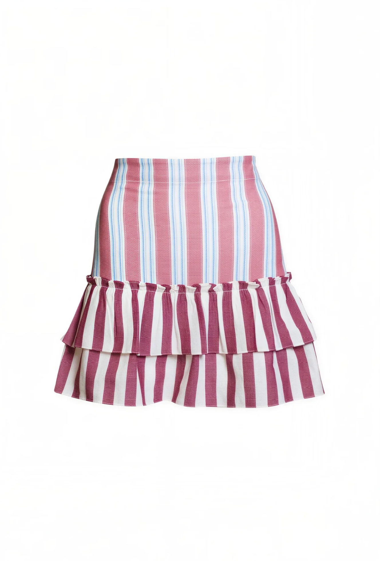 Cinch Back Mini Skirt - Claret Combo Stripe