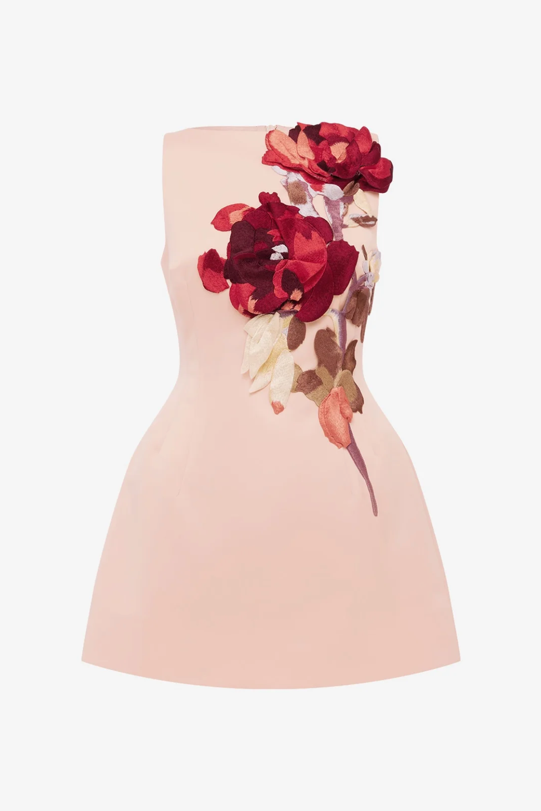 Ali Embroidered Boat Neck Mini Dress - Reverie Print in Nectar