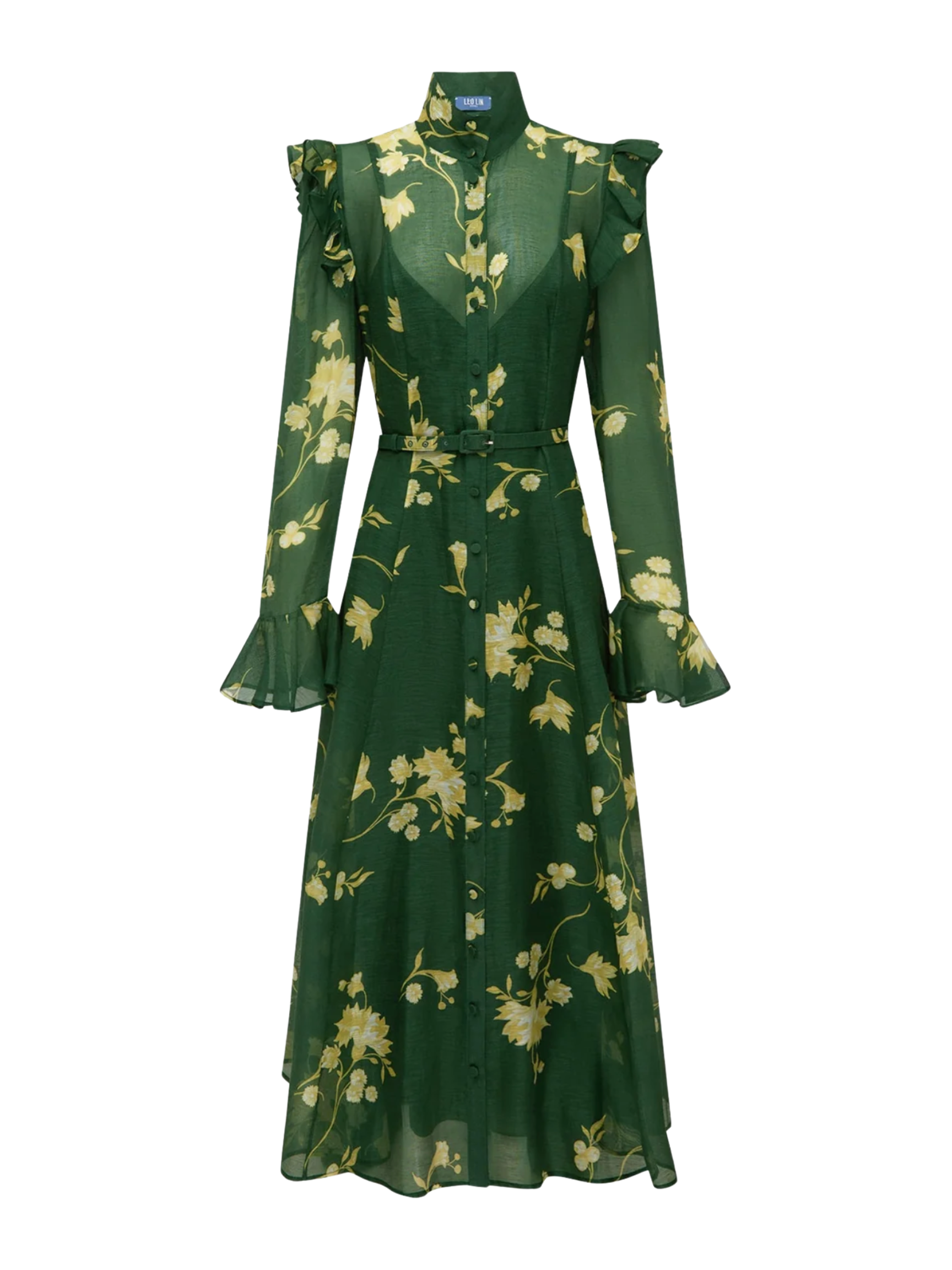 Katrina Butterfly Sleeve Midi Dress - Forest Print