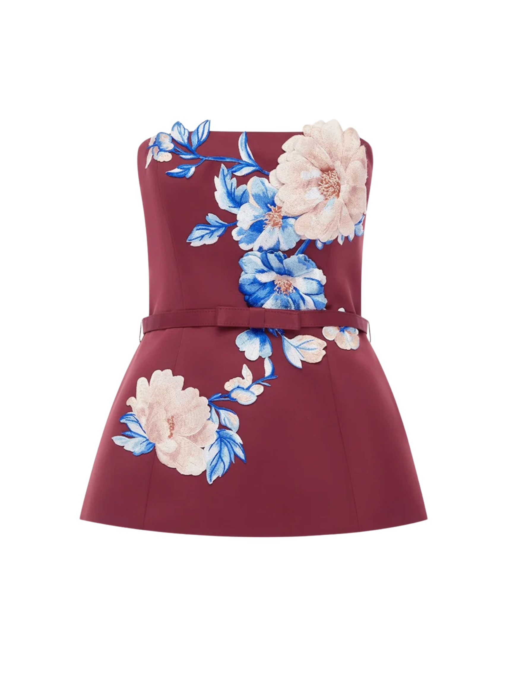 Nadia Embroidered Bustier Top- Cosmos Print