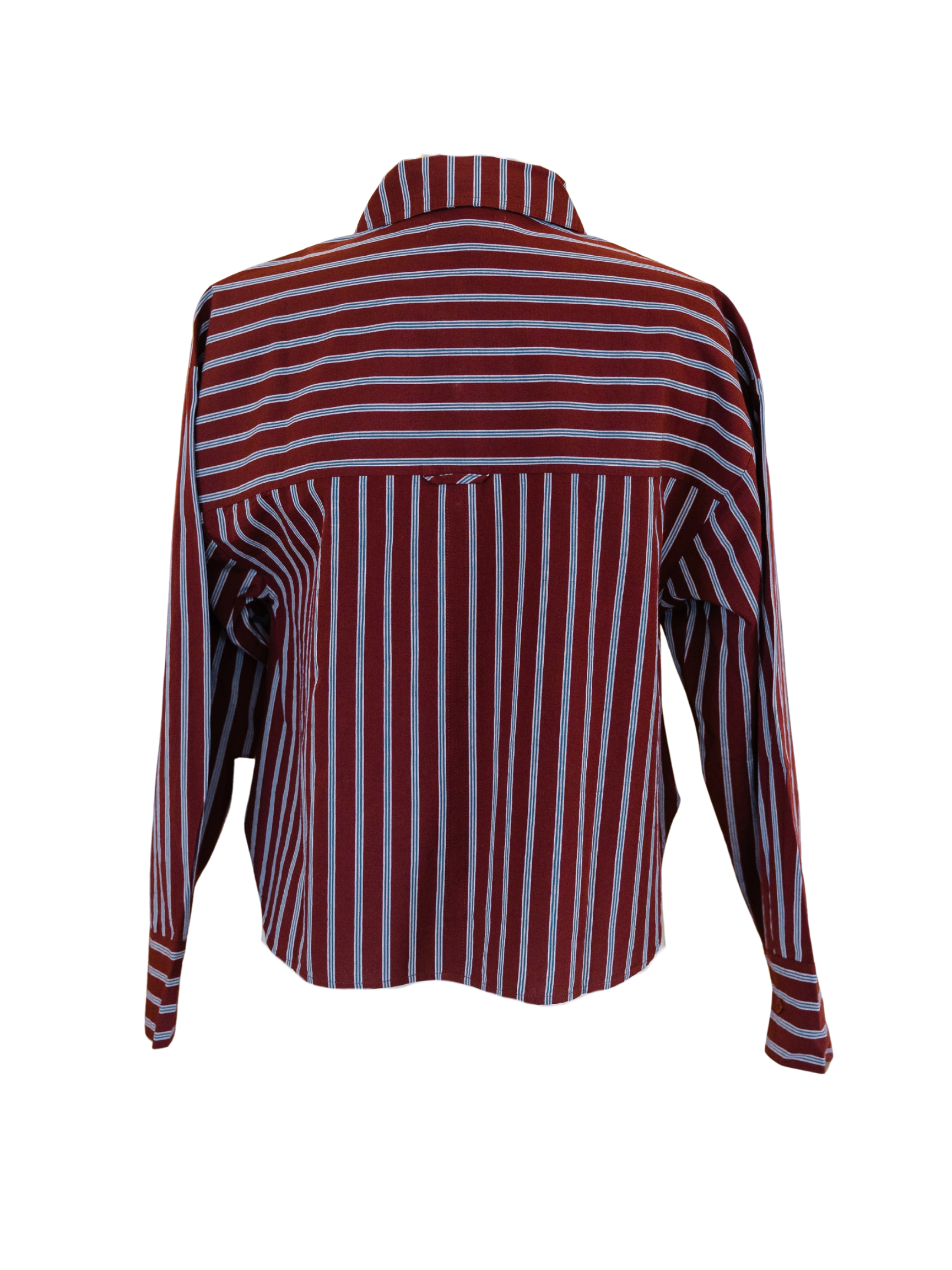 Cropped Isolde Button Down- Spice Multi Stripe