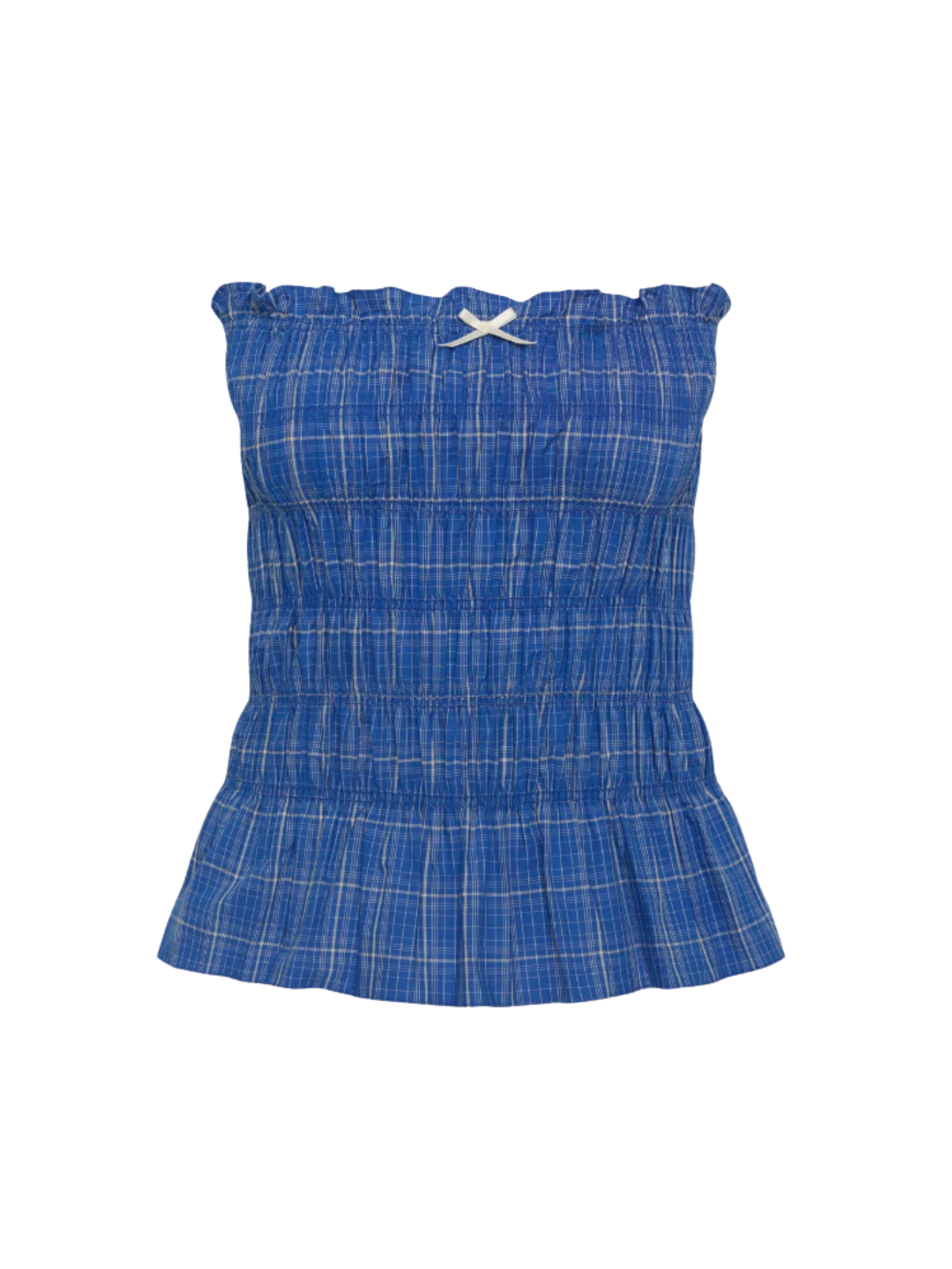 Leya Top - Flor Check-Cobalt