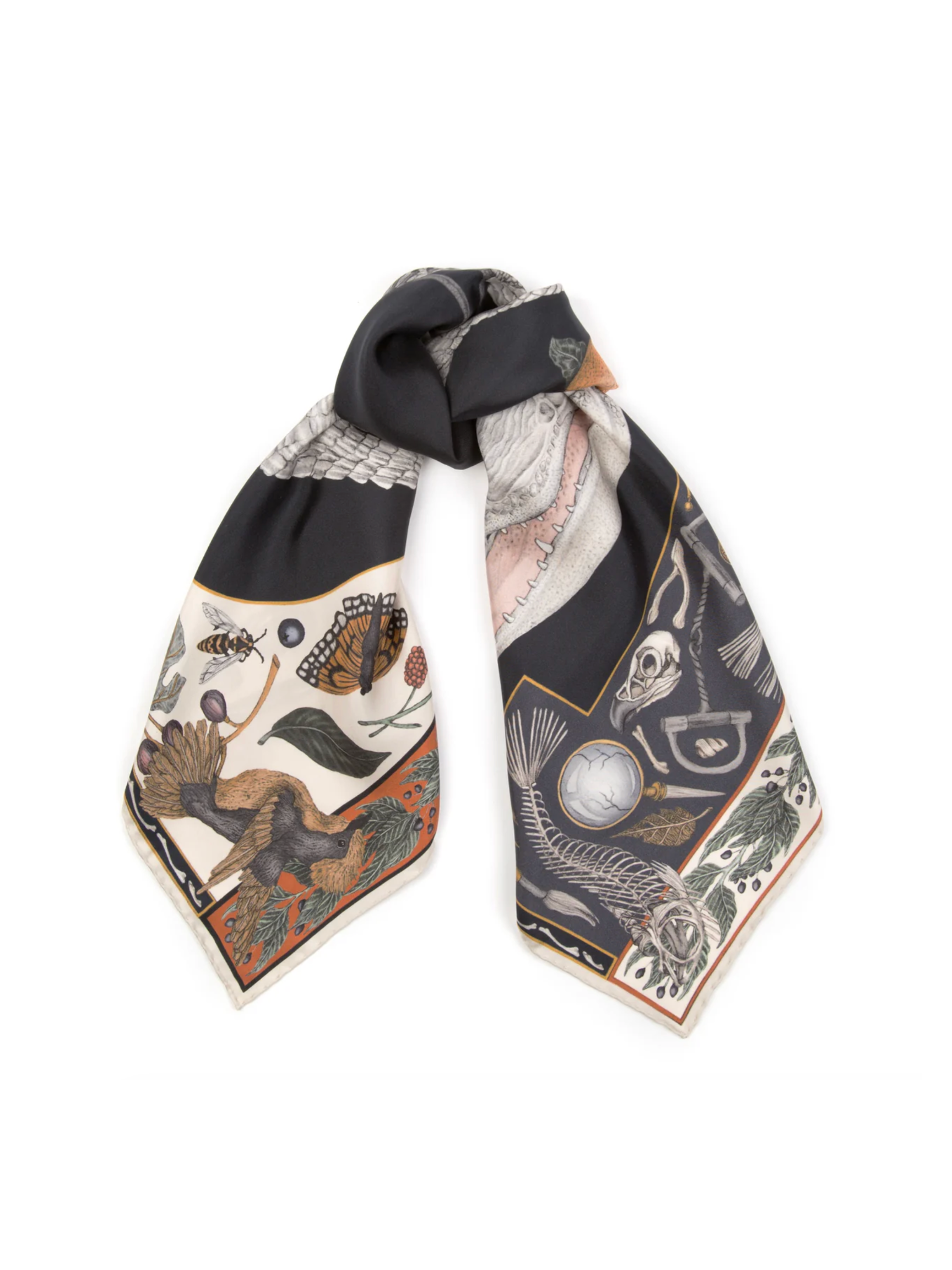 90x90 Medium Silk Scarf-Alligators Empire-Midnight/Steel