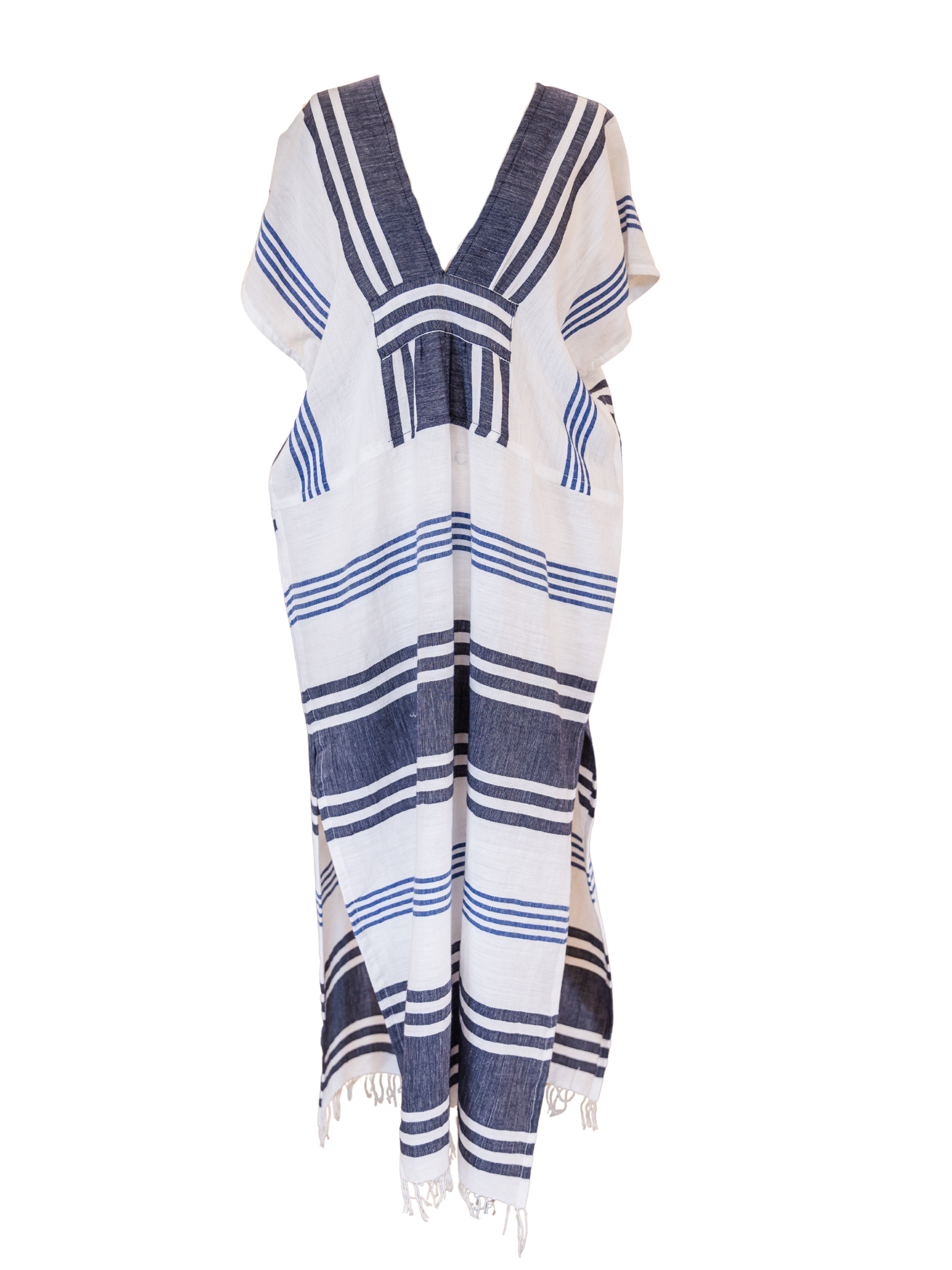 Gasira V Neck Caftan - Marina Blue