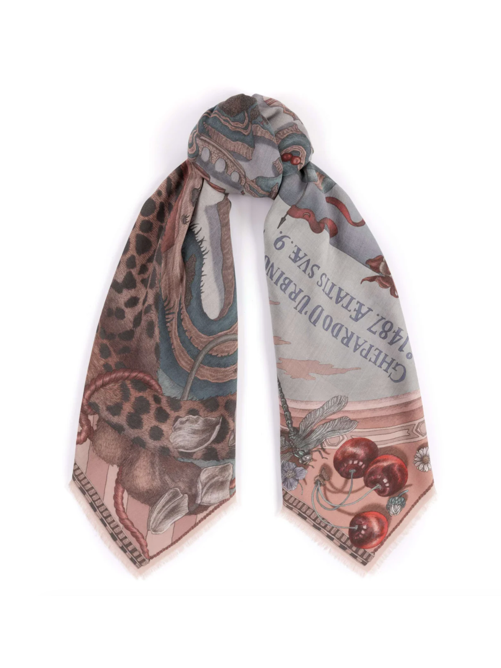 135x135 Large Silk Scarf-Medici Cheetah-Morello/Mint