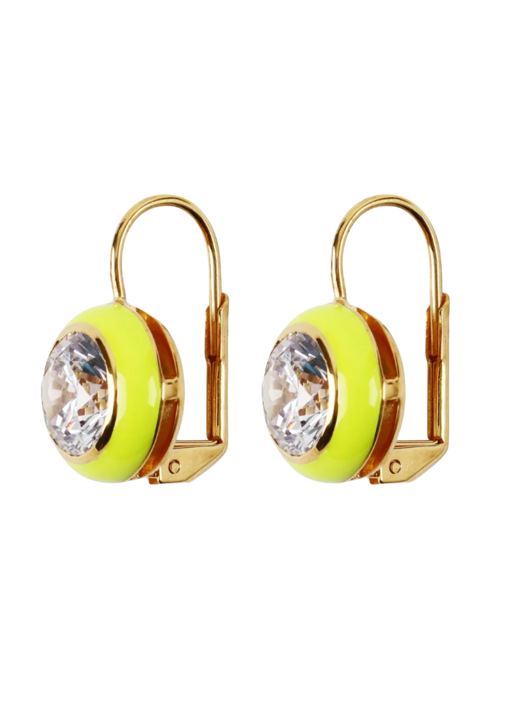 Chartreuse Enamel Bezel Drop Earring