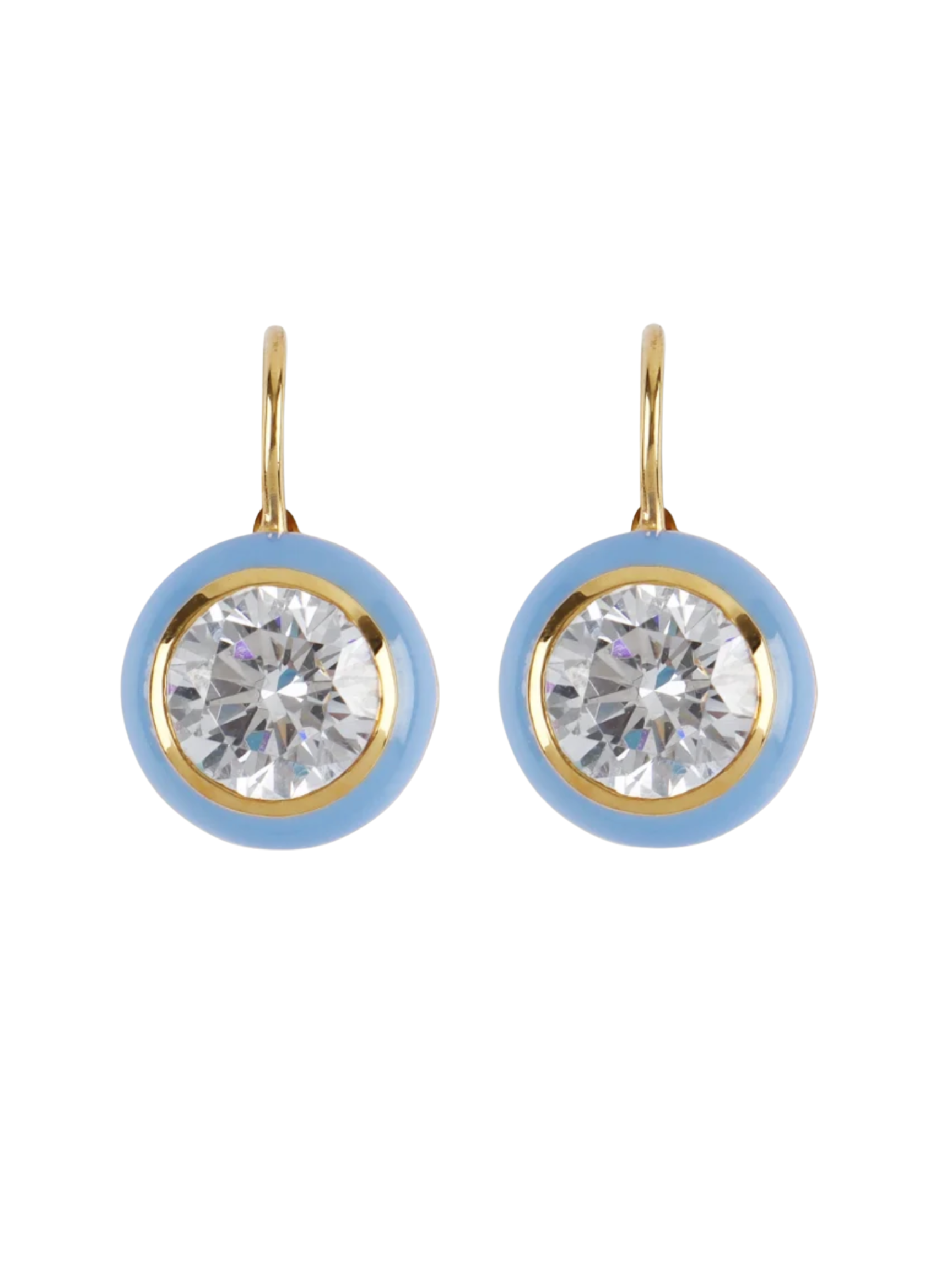 Blue Enamel Bezel Drop Earring
