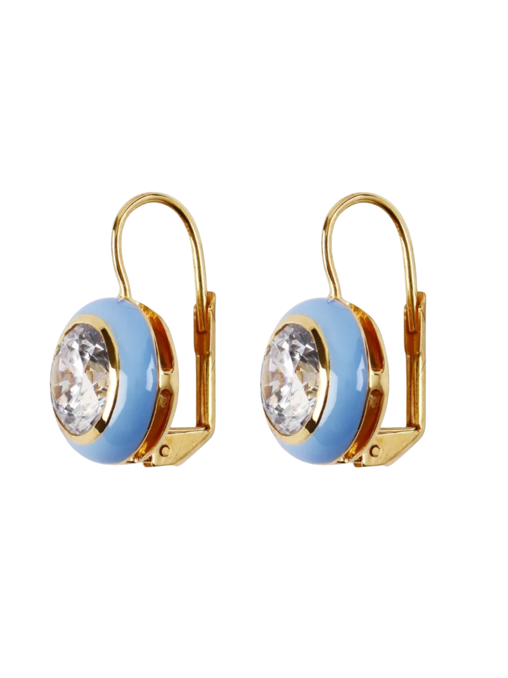 Blue Enamel Bezel Drop Earring