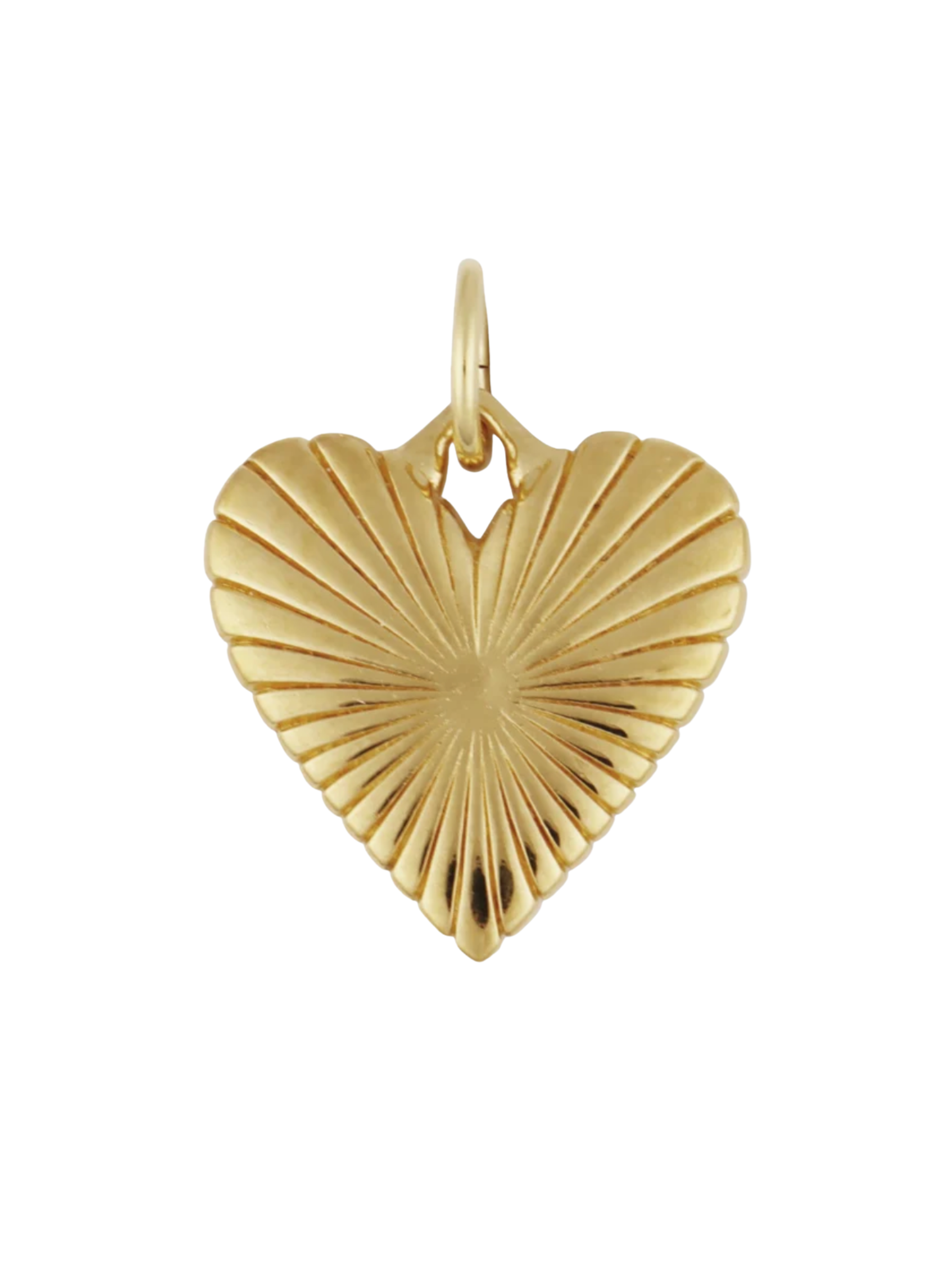 Small Ribbed Heart of Gold Charm