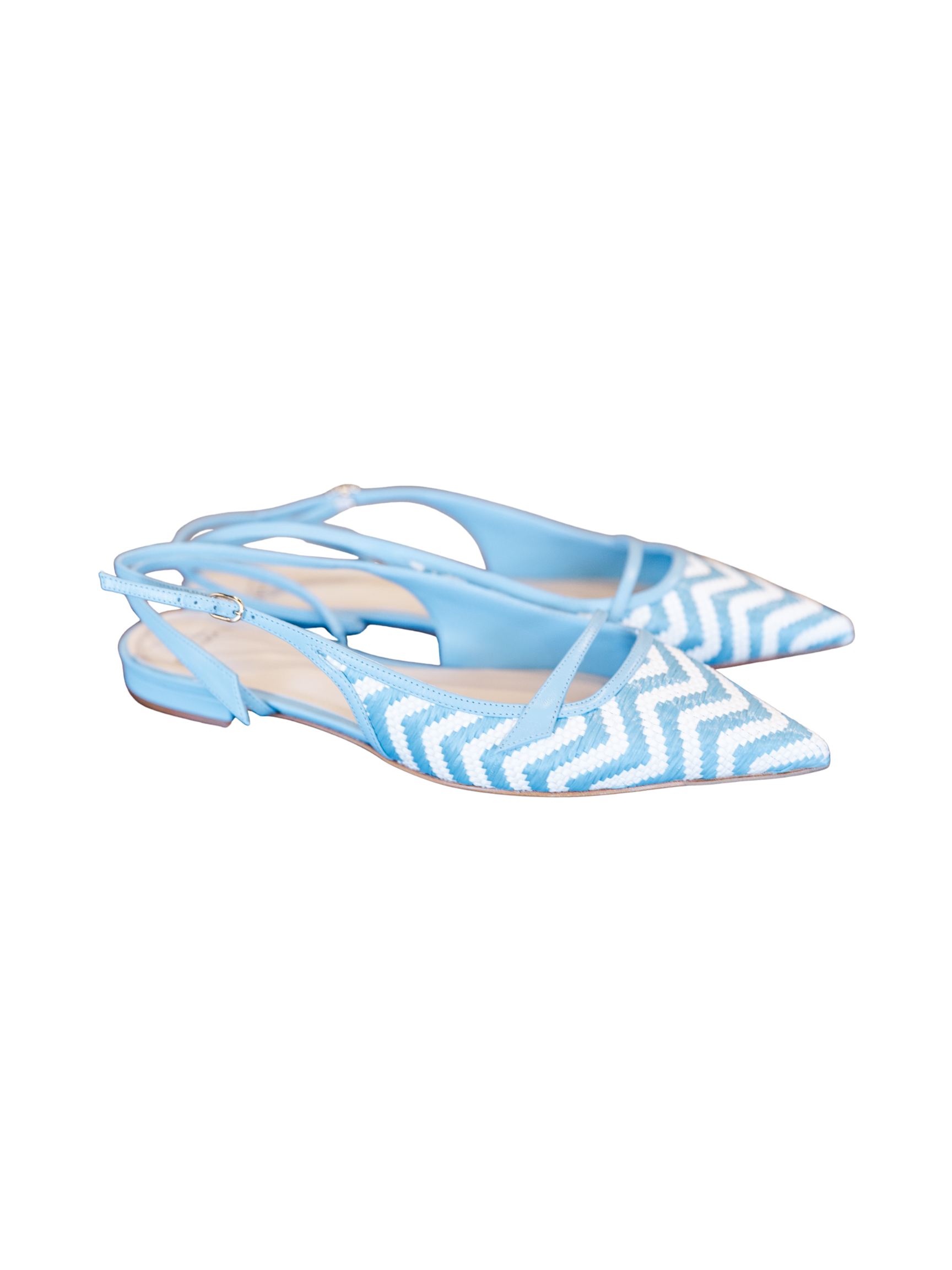 Tita Raffia Zig Zag Flat - Caribbean  Blue