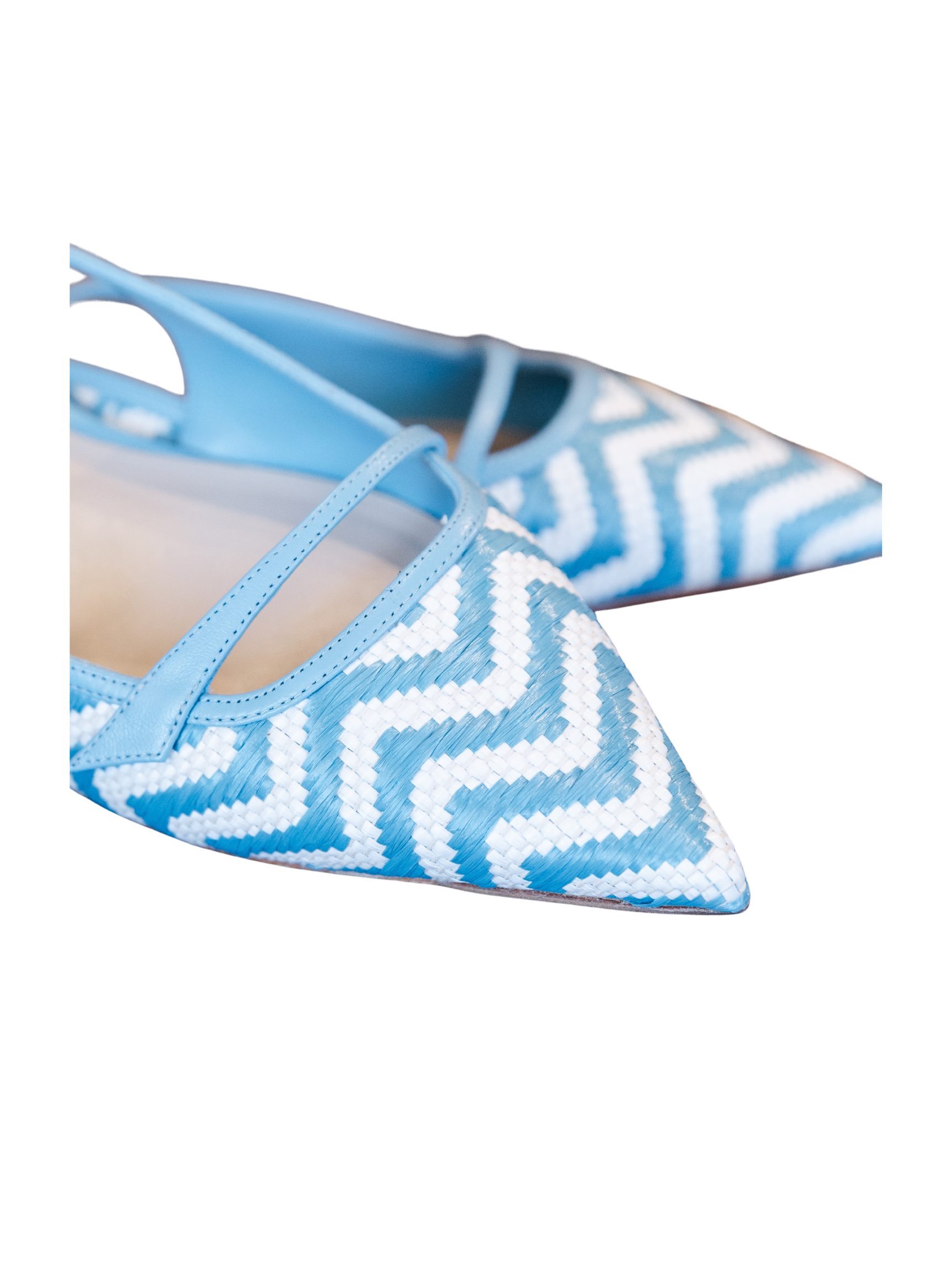 Tita Raffia Zig Zag Flat - Caribbean  Blue