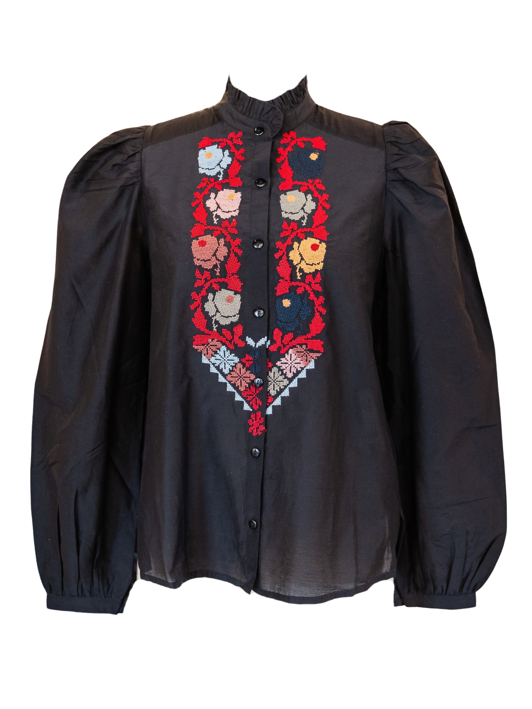 Annabel Emblem Panel Shirt - Black