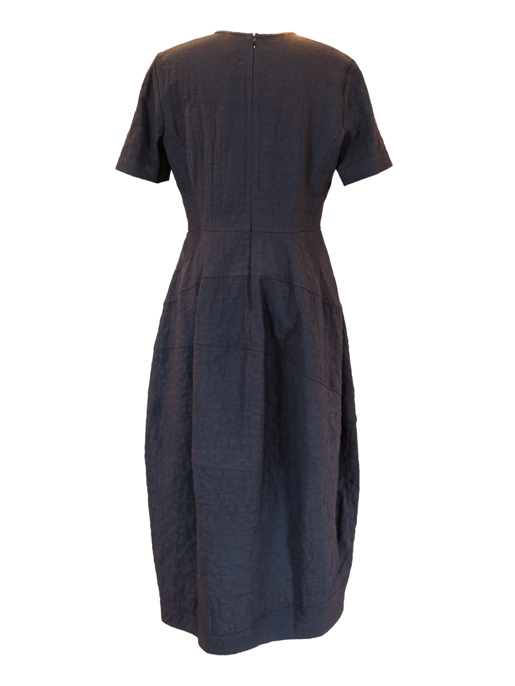 Light Crickeled Wool Cotton Dress- Black