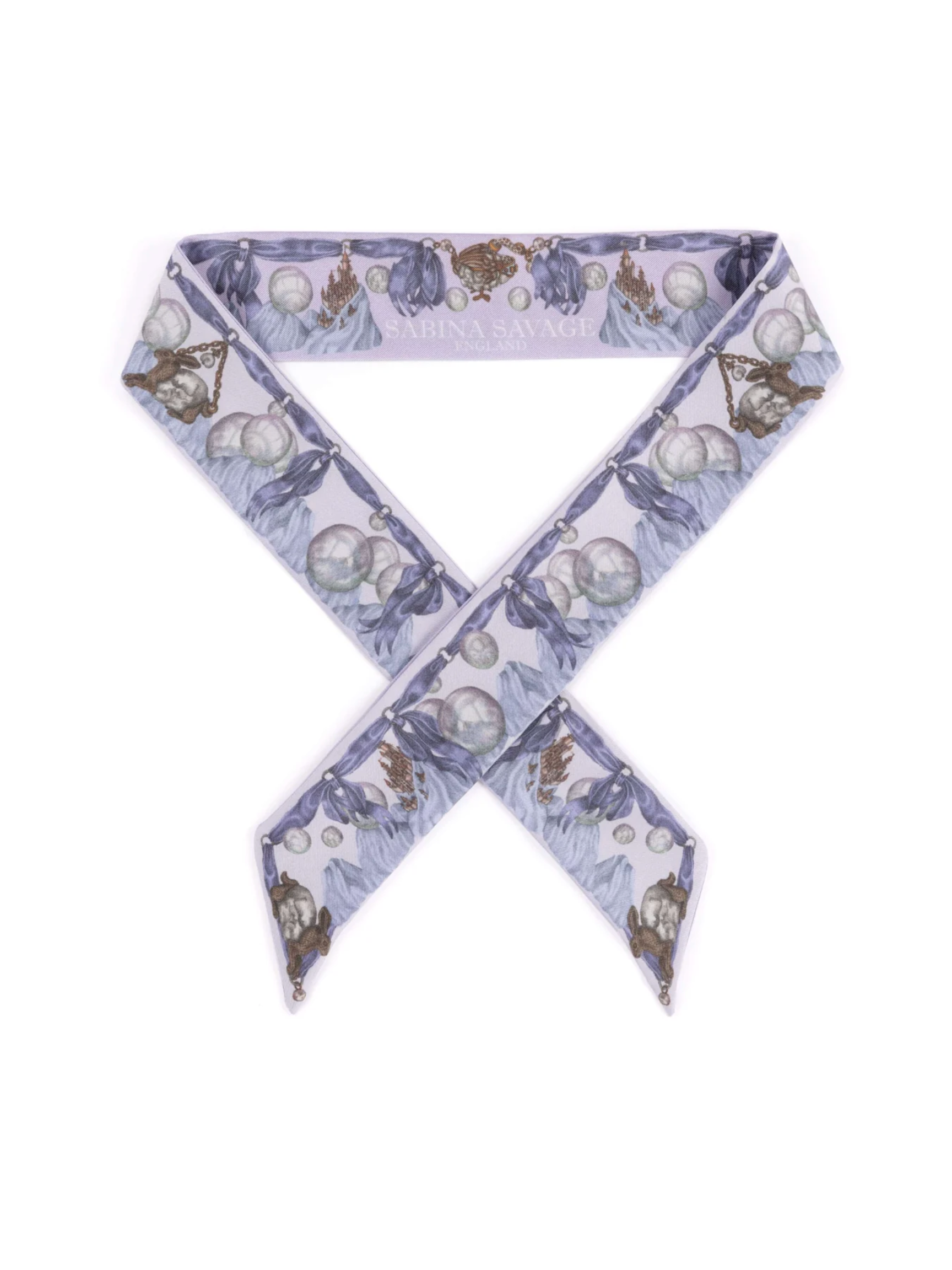 Ribbon Silk Scarf-Glass Swan - Iris/Opal