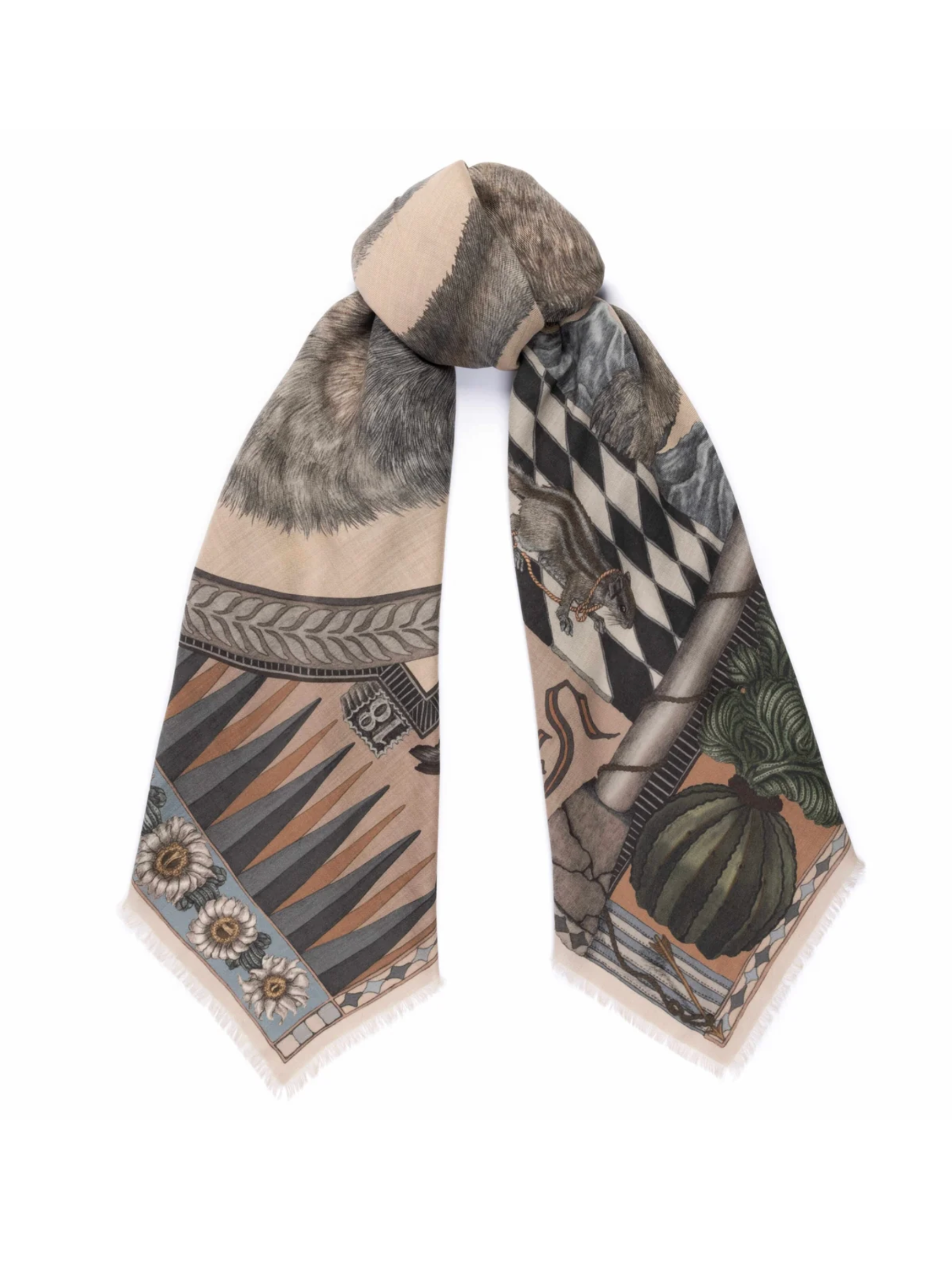 135x135 Large Silk Scarf-The Wolf You Feed - Desert/Dawn