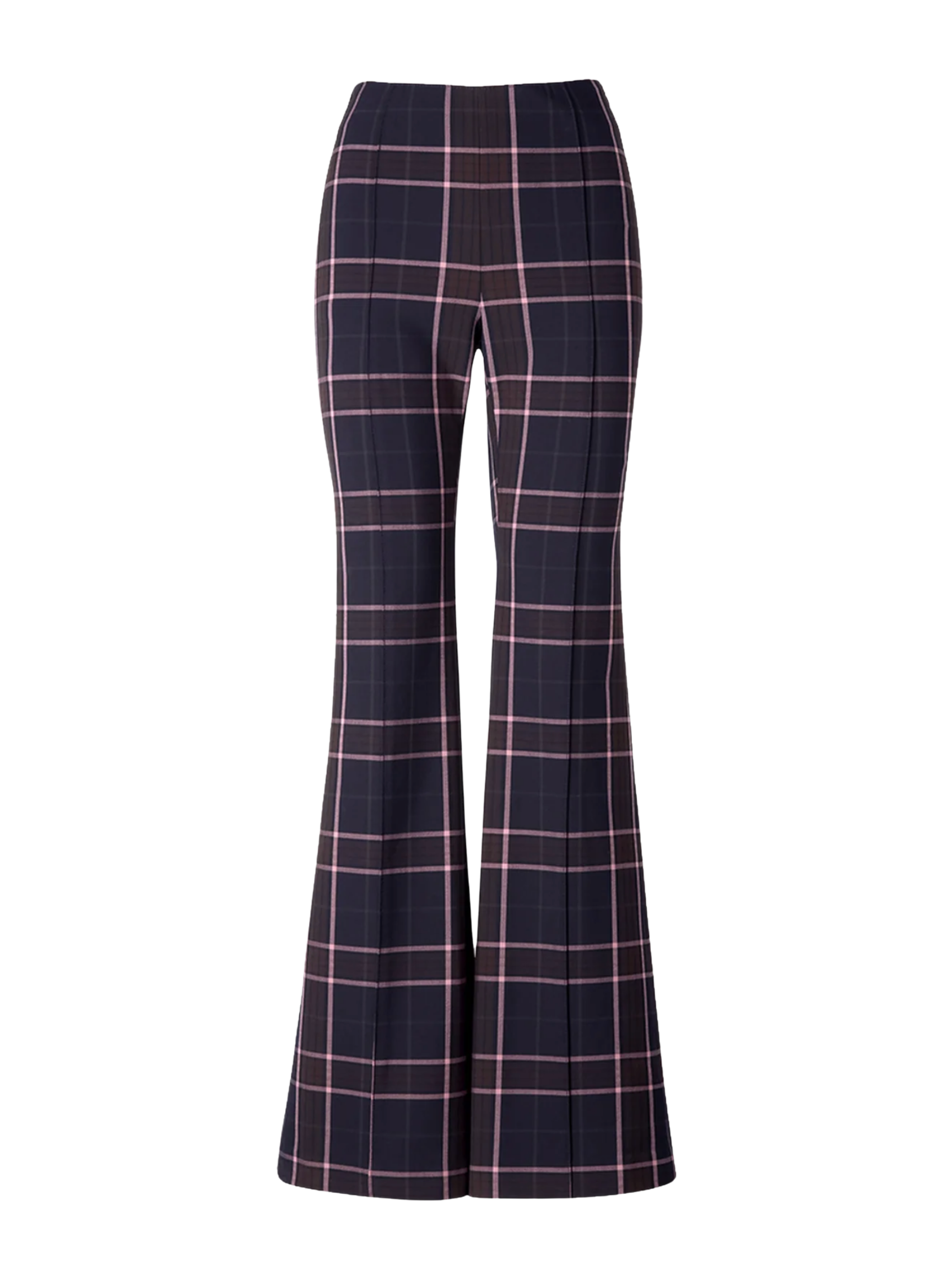 Pintuck Flare Pant - Fig Plaid