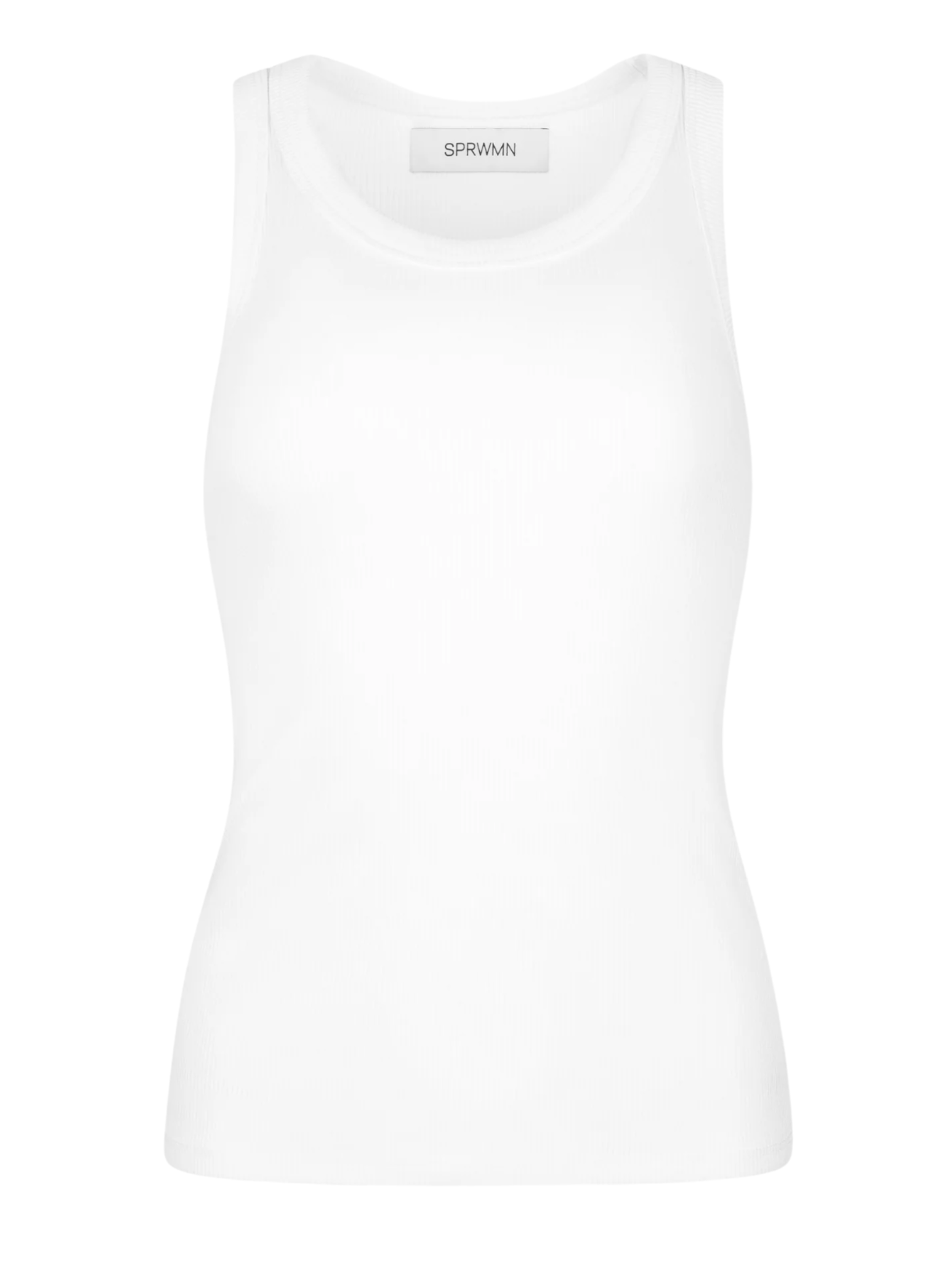 Rib Fitted Scooped Tank - White