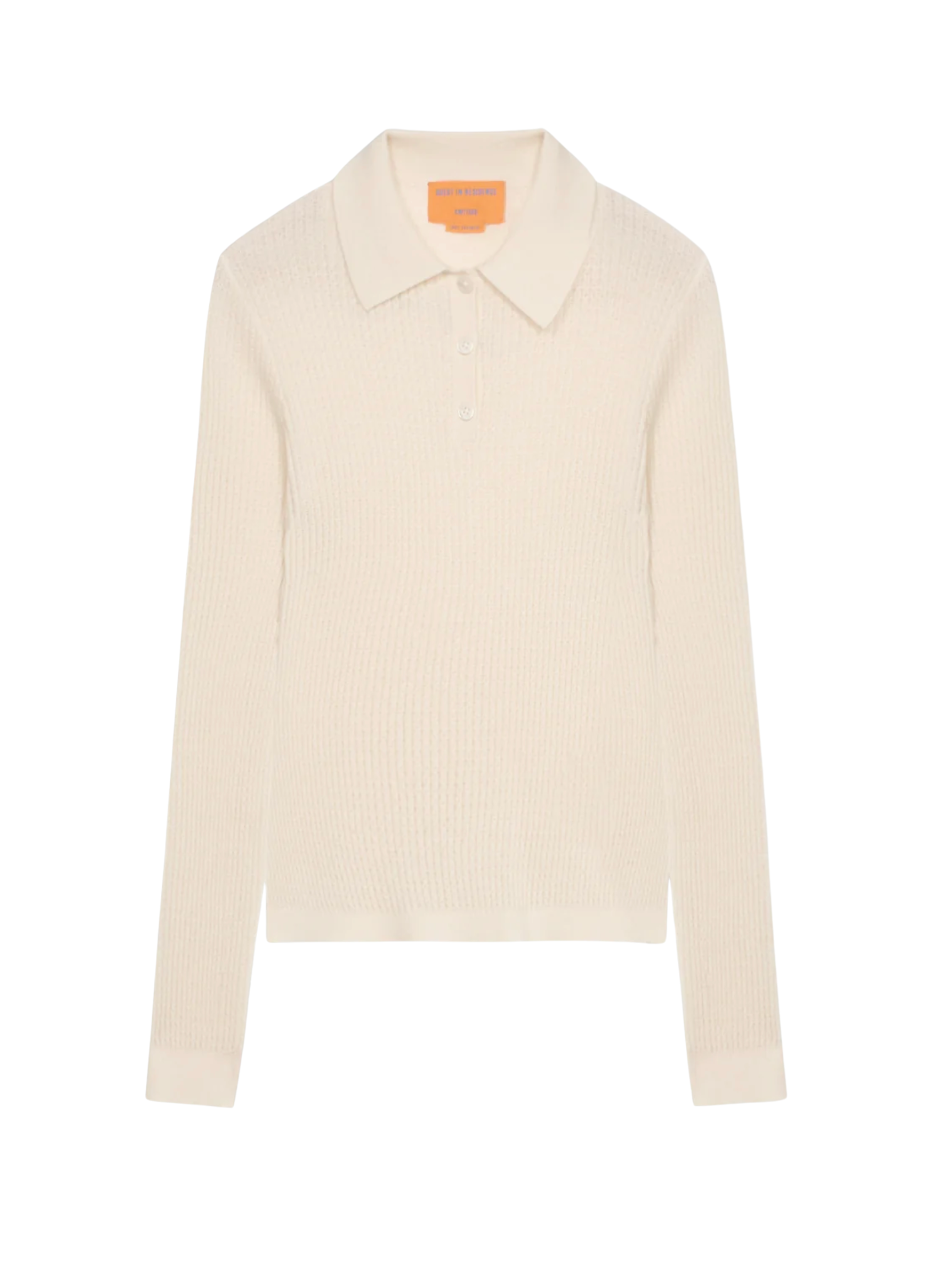 Long Sleeve Shrunken Polo - Cream
