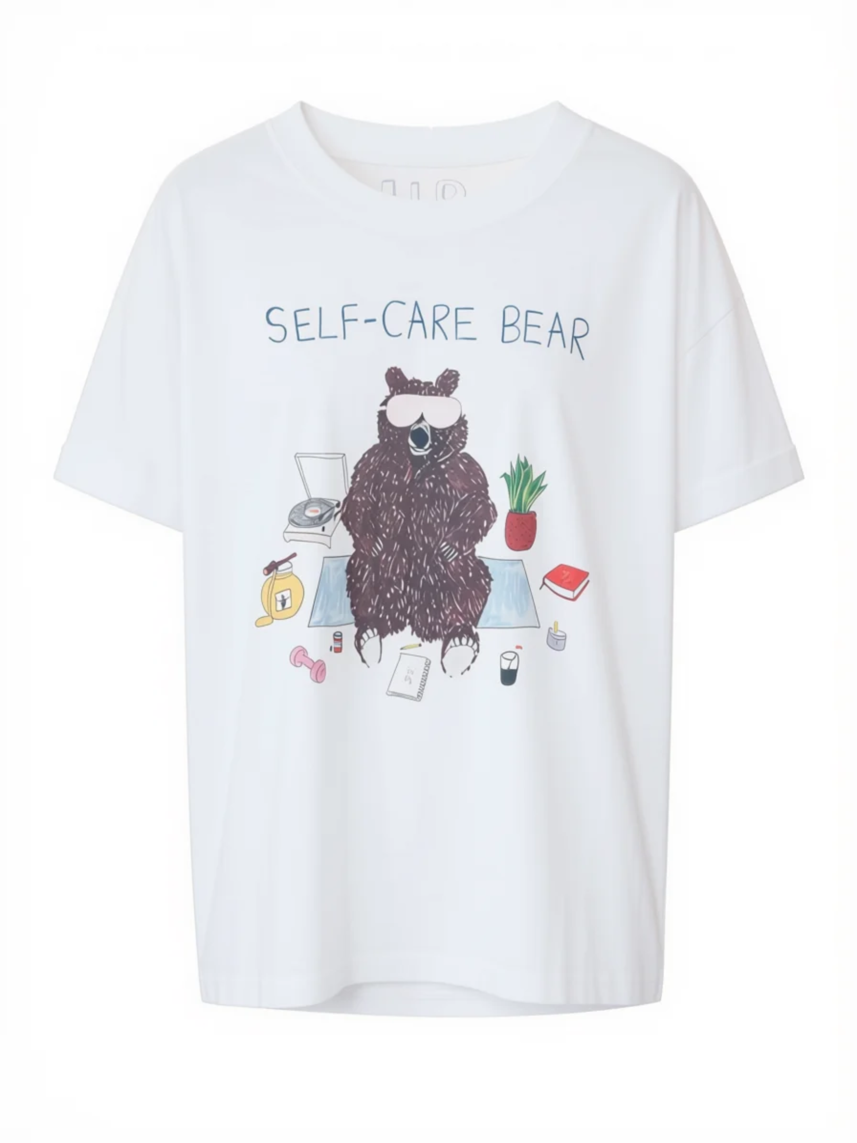 Self-Care Bear Boyfriend Tee - White