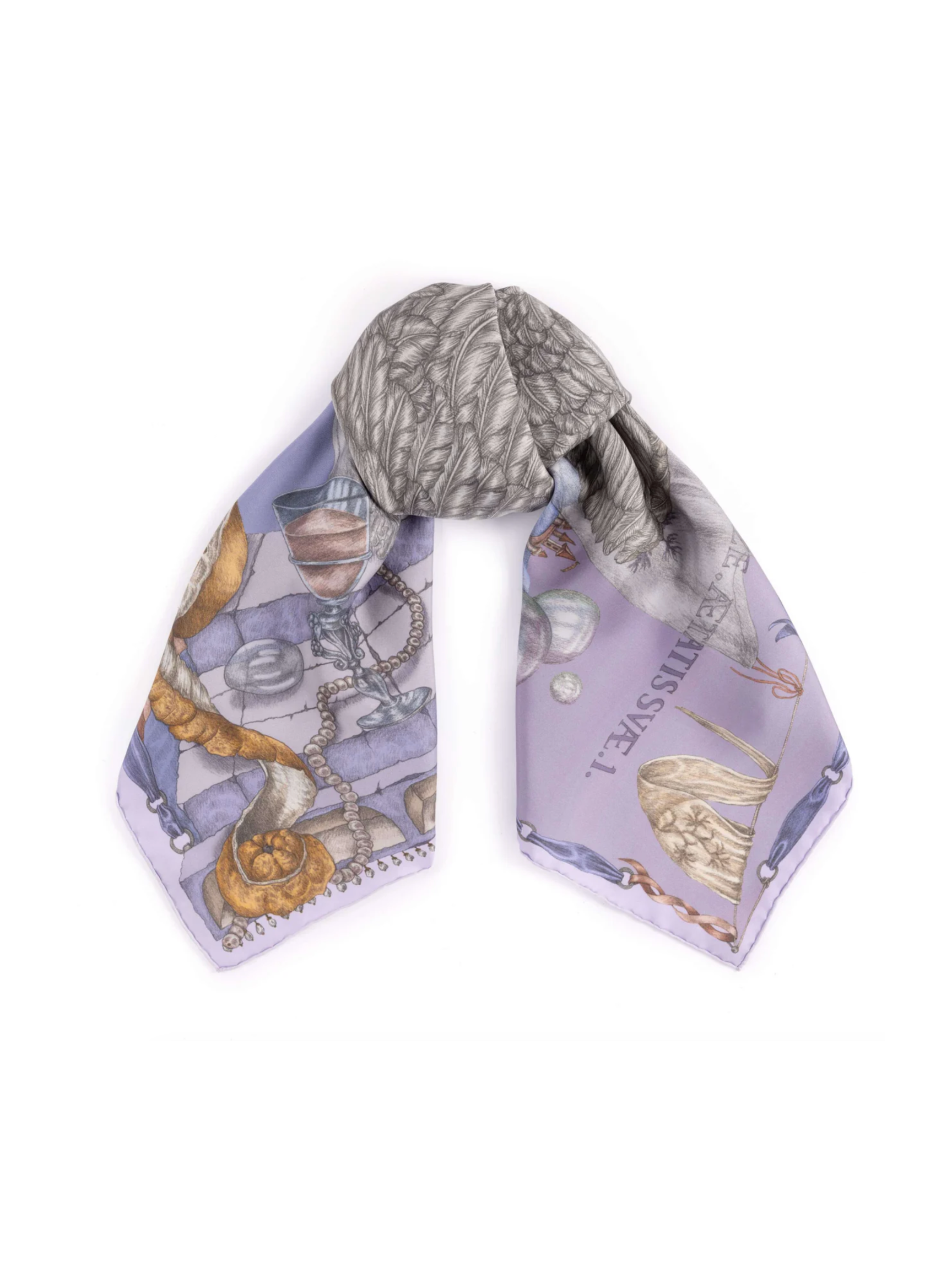 90x90 Medium Silk Scarf-Glass Swan-Iris/Opal