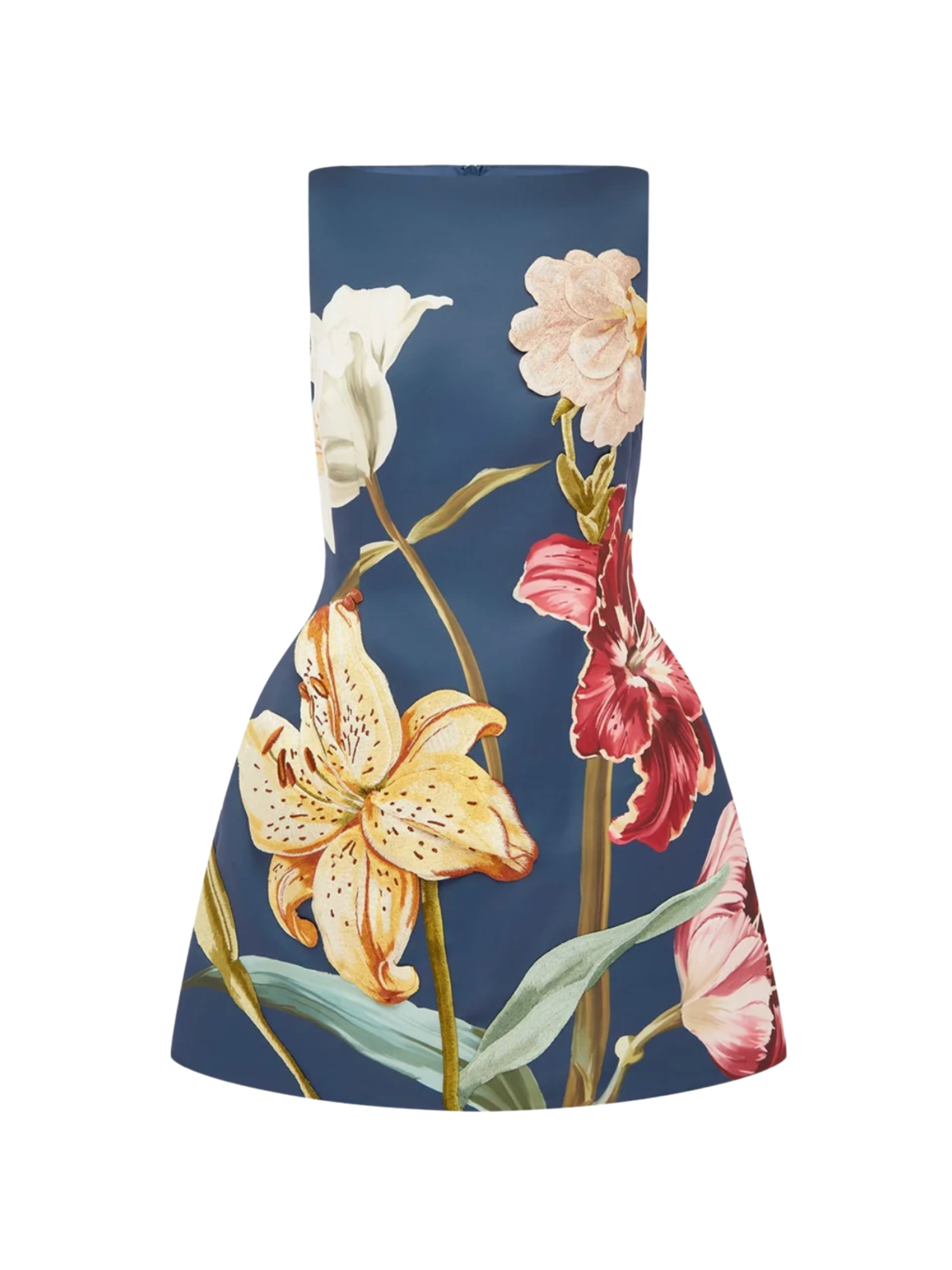 Ali Embroidered Mini Dress - Lily Print in Indigo