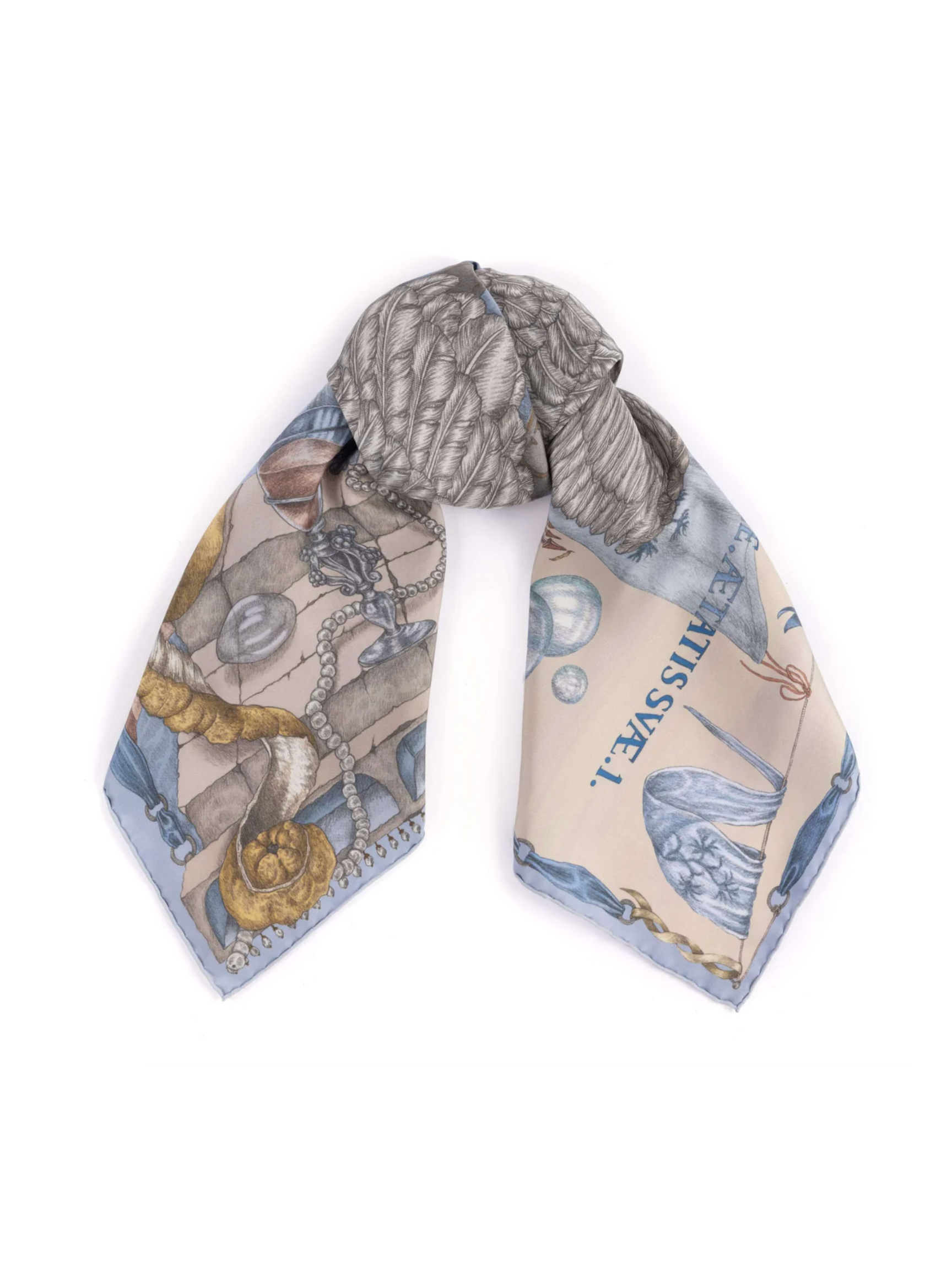 90x90 Medium Silk Scarf - Glass Swan - Crystal/Calcite