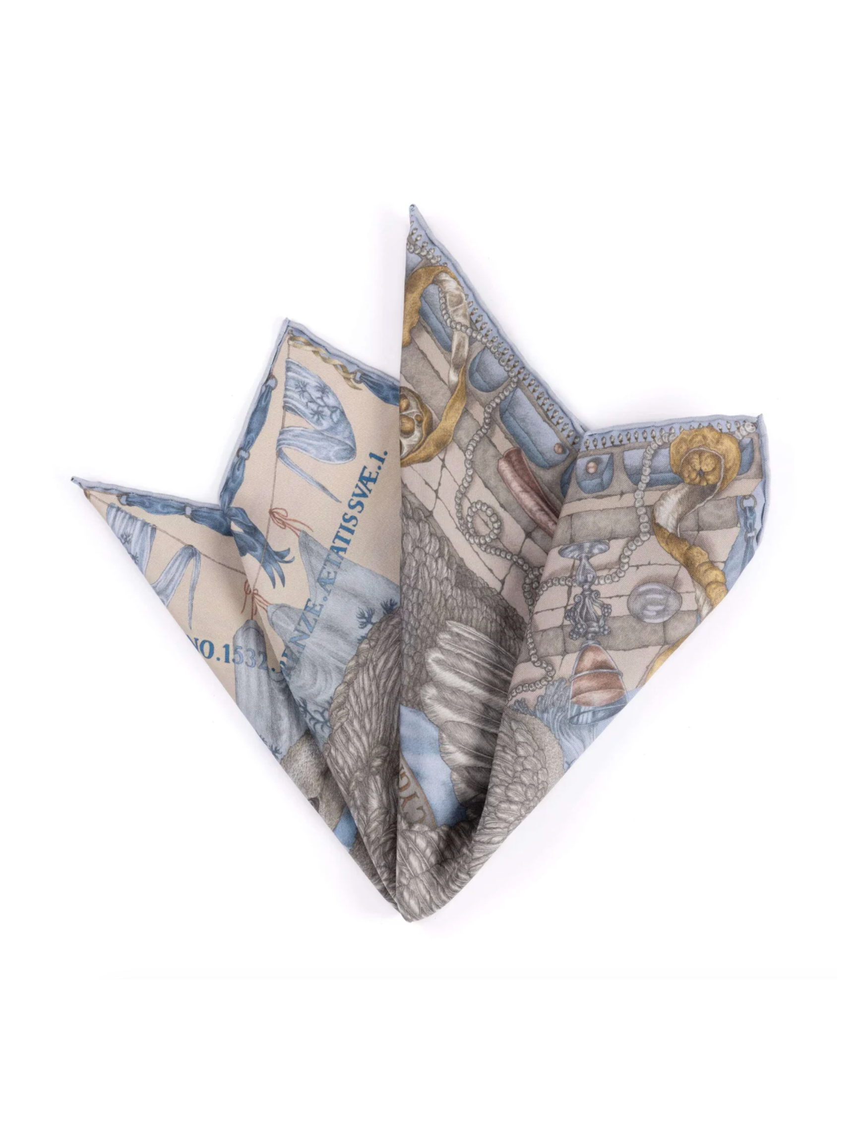 42x42 Small Silk Scarf - Glass Swan - Crystal/Calcite