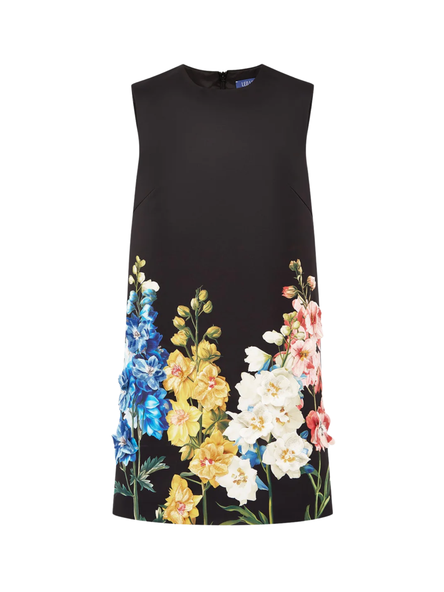 Yvonne Embroidered Mini Dress - Snapdragon Print in Ebony