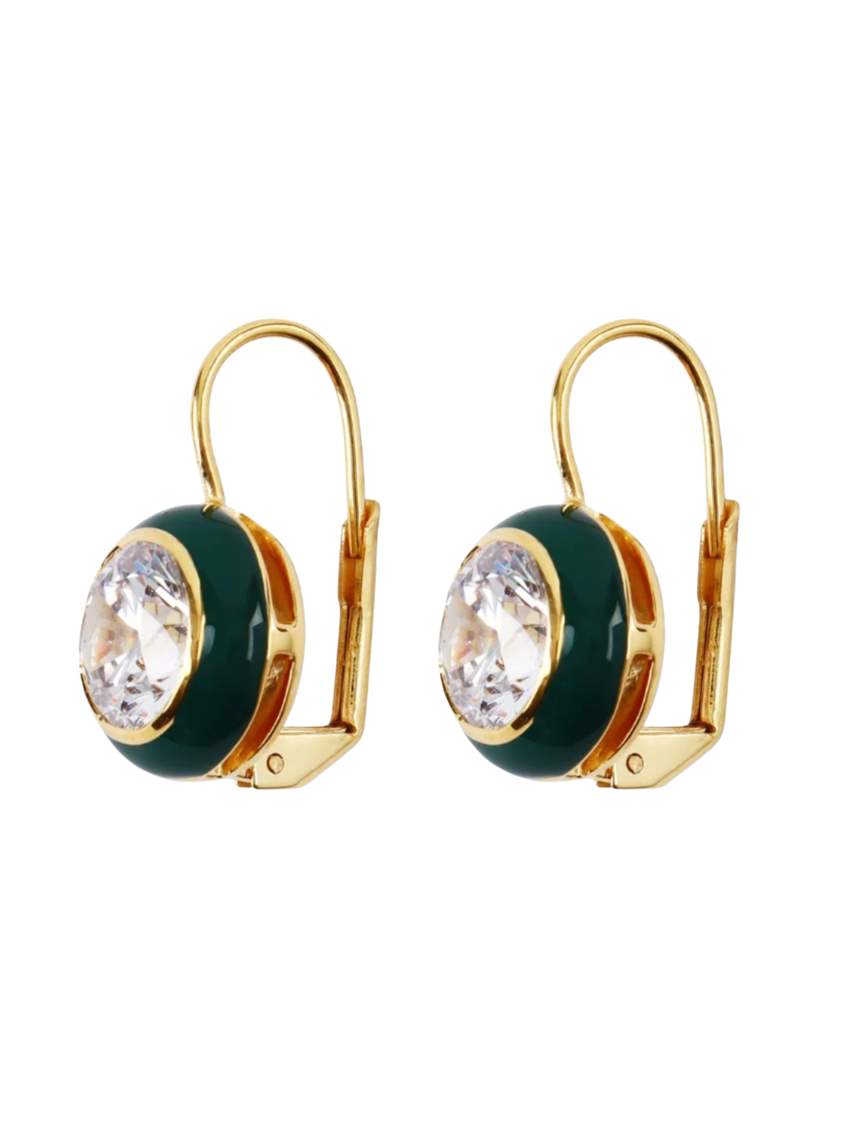 Green Enamel Bezel Drop Earring