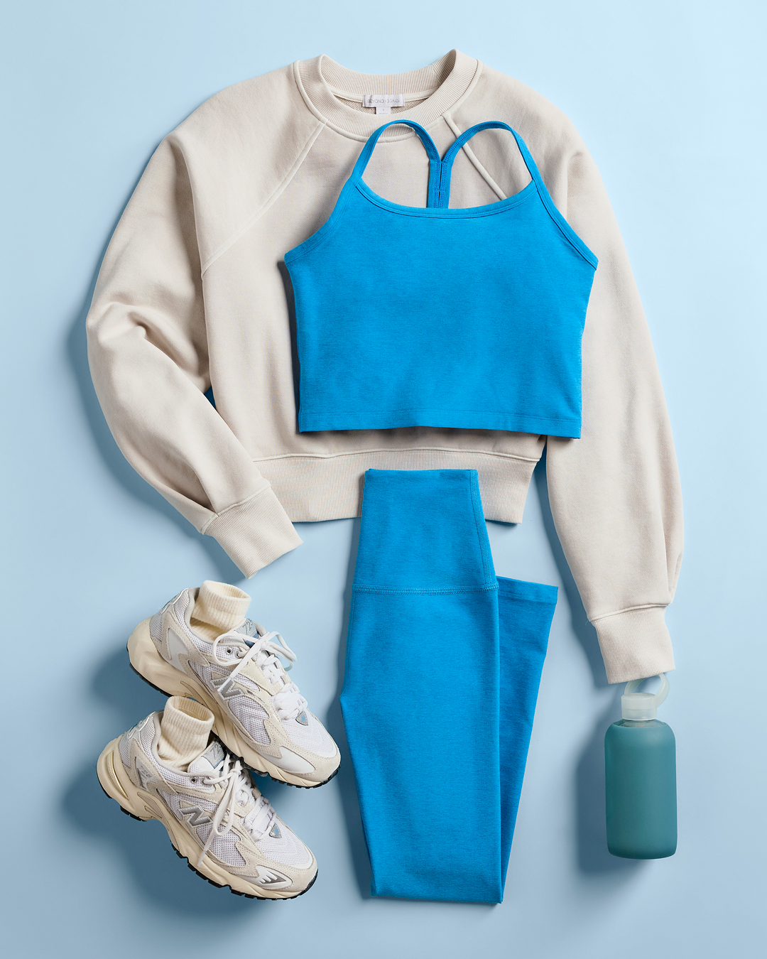 Spacedye Slim Racerback Cropped Tank - Teal Sea Heather