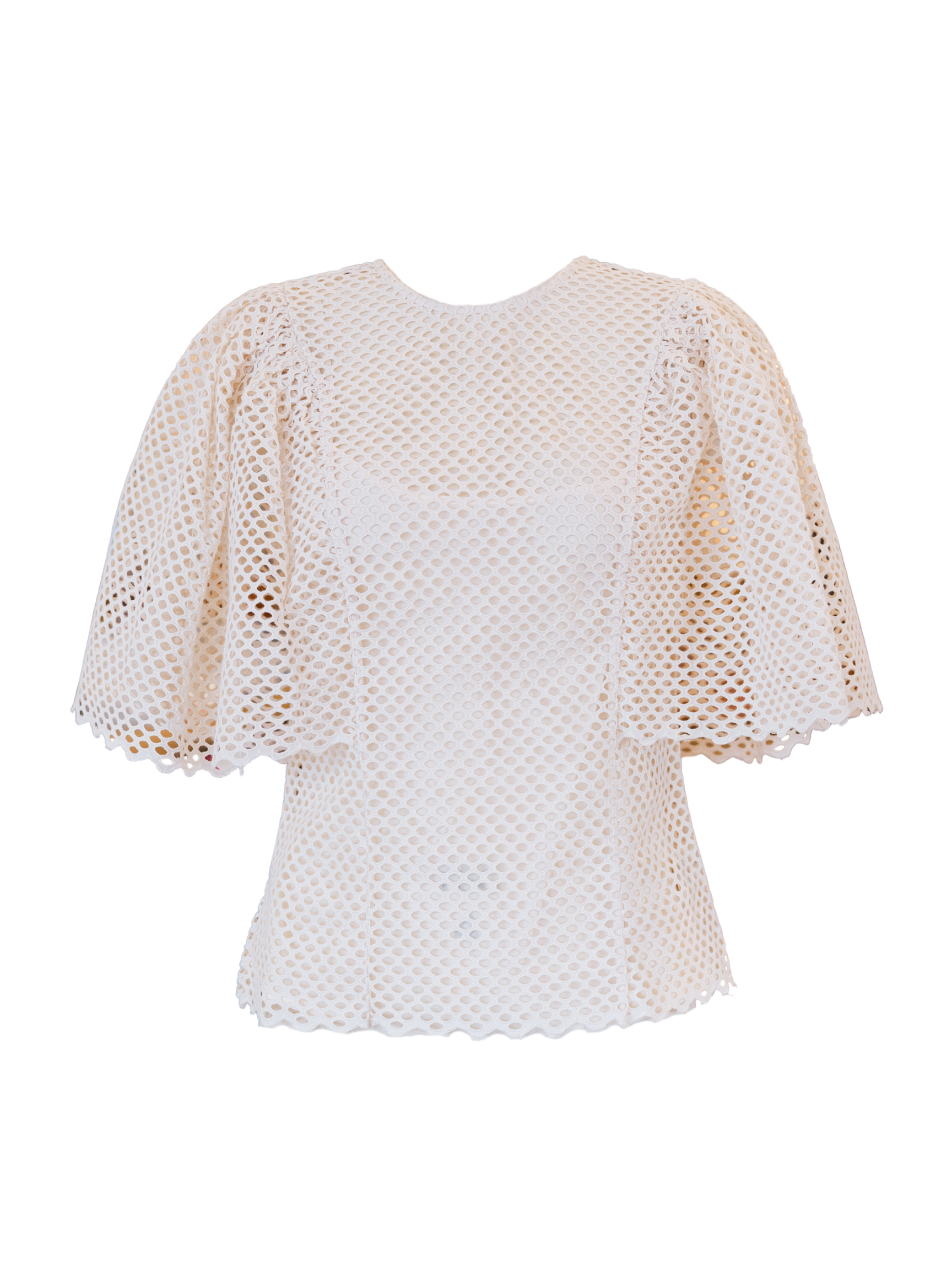 Hera SS Eyelet Cotton Top - Cowrie