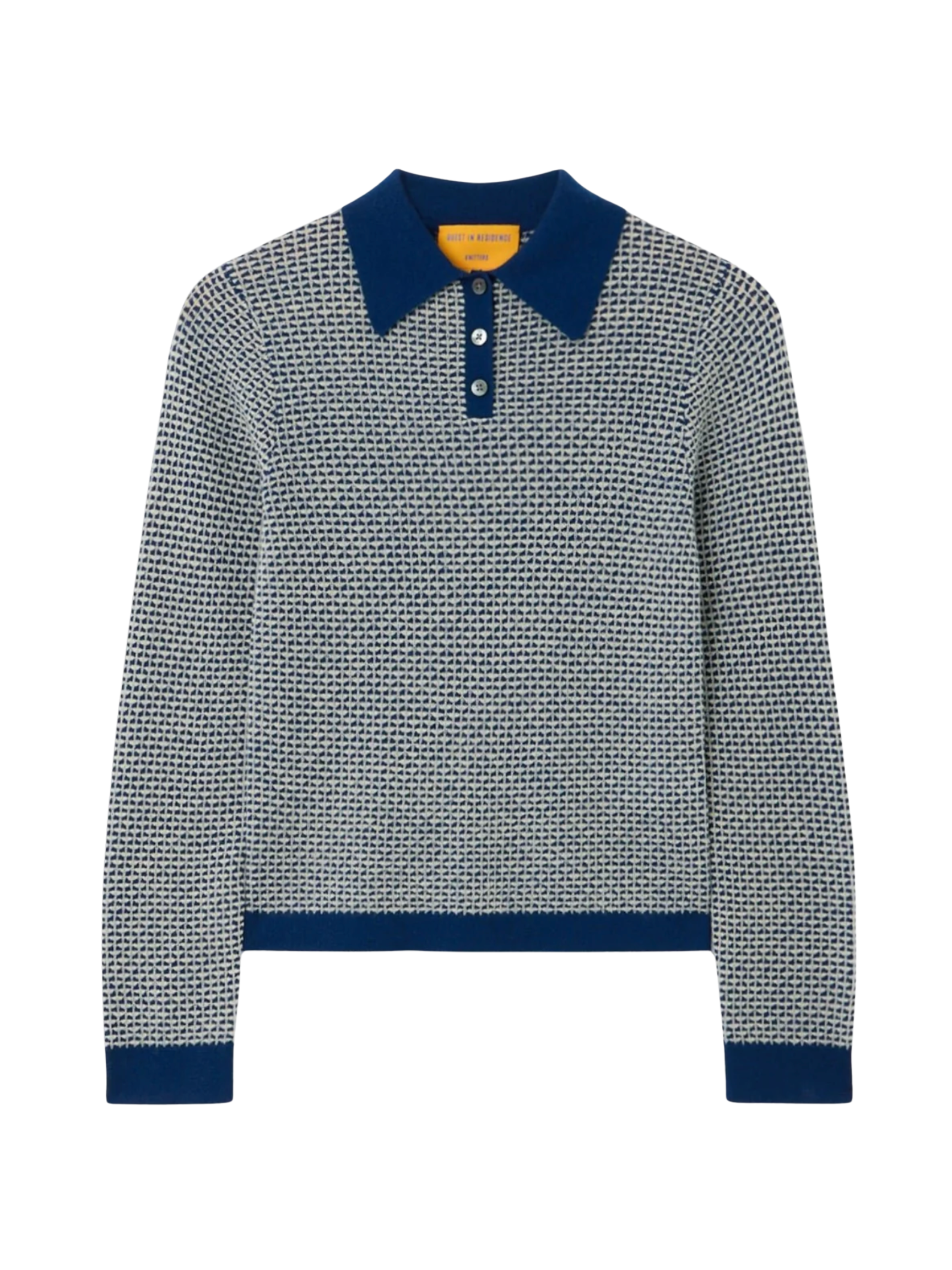 Pique L/S Shrunken Polo - Navy Combo