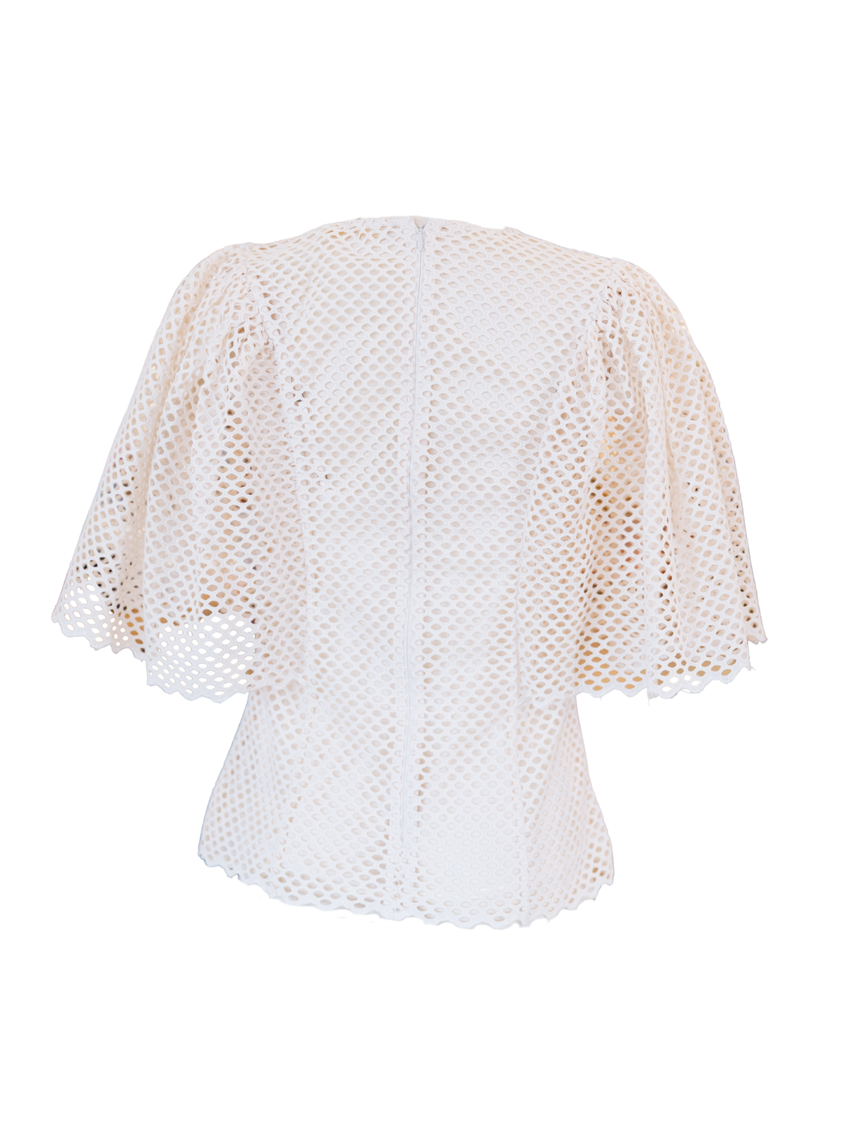 Hera SS Eyelet Cotton Top - Cowrie